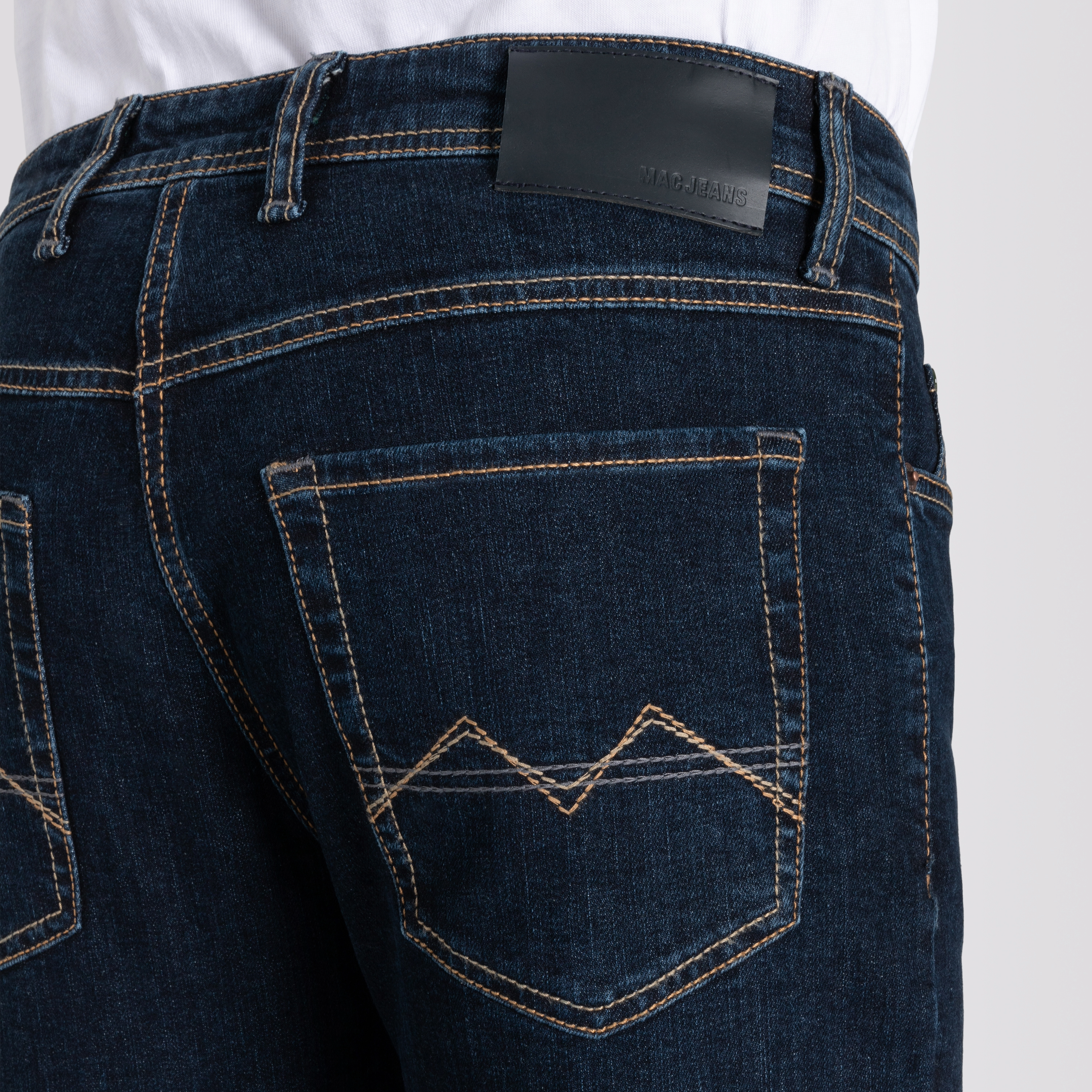 Mac Arne Straight Fit Denim Jeans - Deep Blue Stonewash