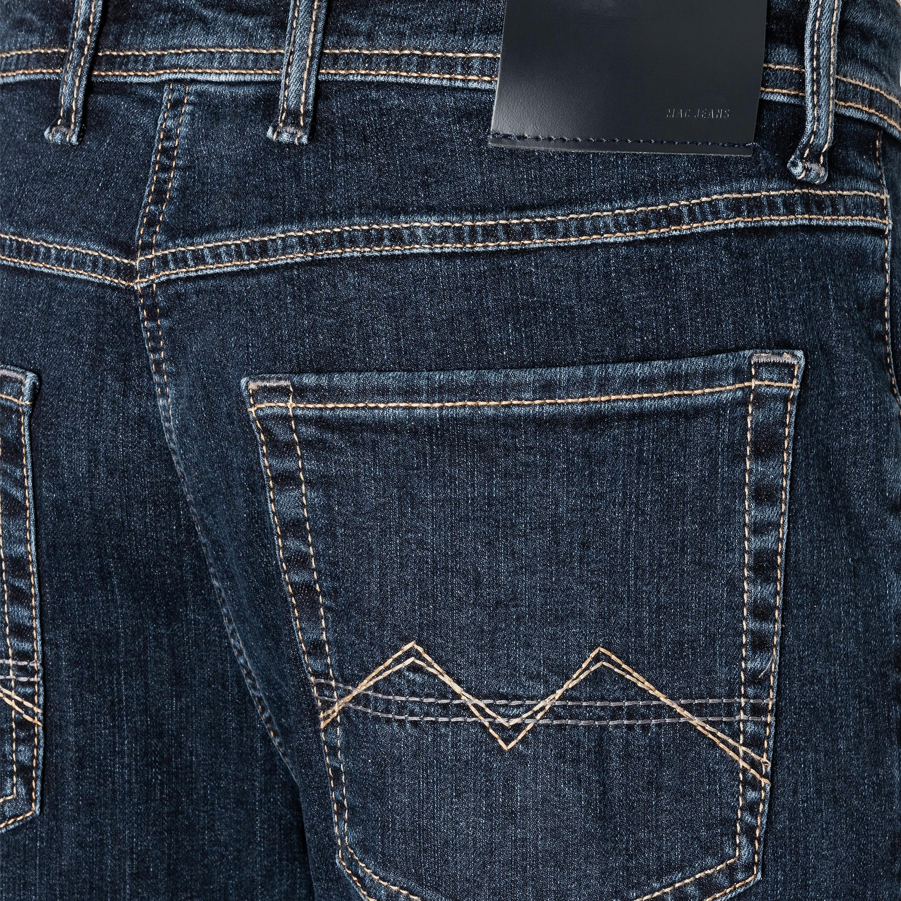 Mac Arne Straight Fit Denim Jeans - Deep Blue Stonewash