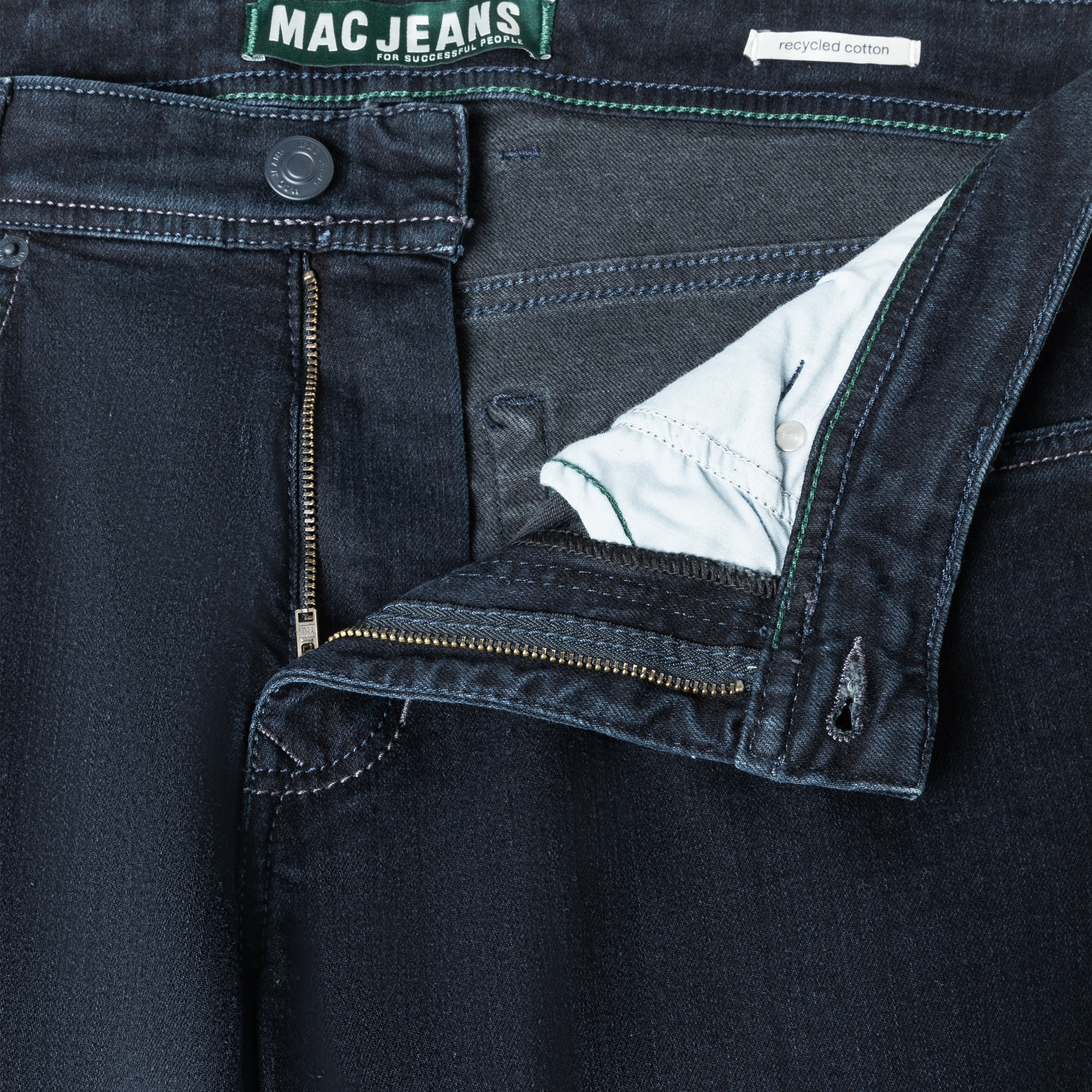 Mac Arne Straight Fit Denim Jeans - Blue-Black