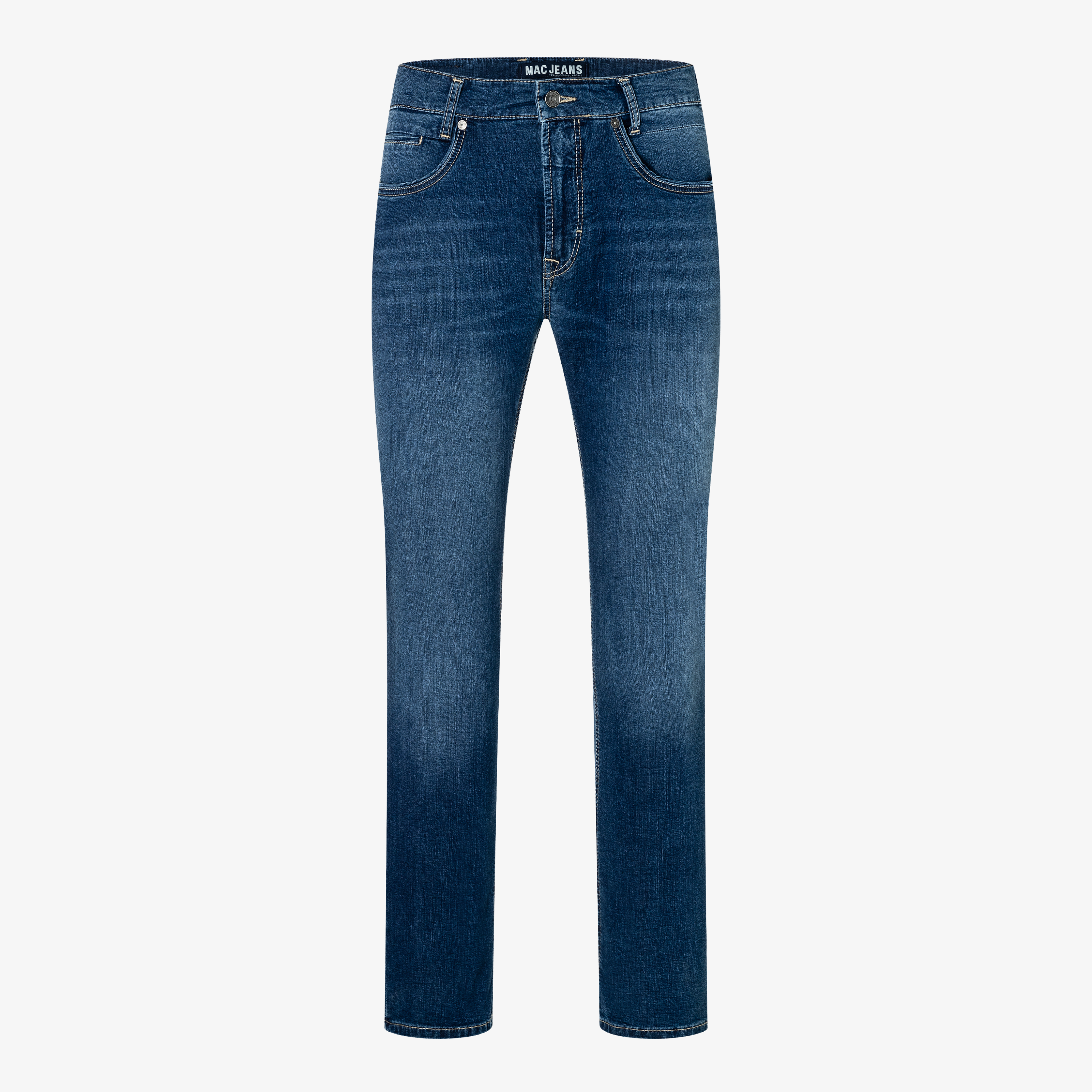 Mac Arne Pipe Light-Weight Denim Jeans - Mid Blue Authentic