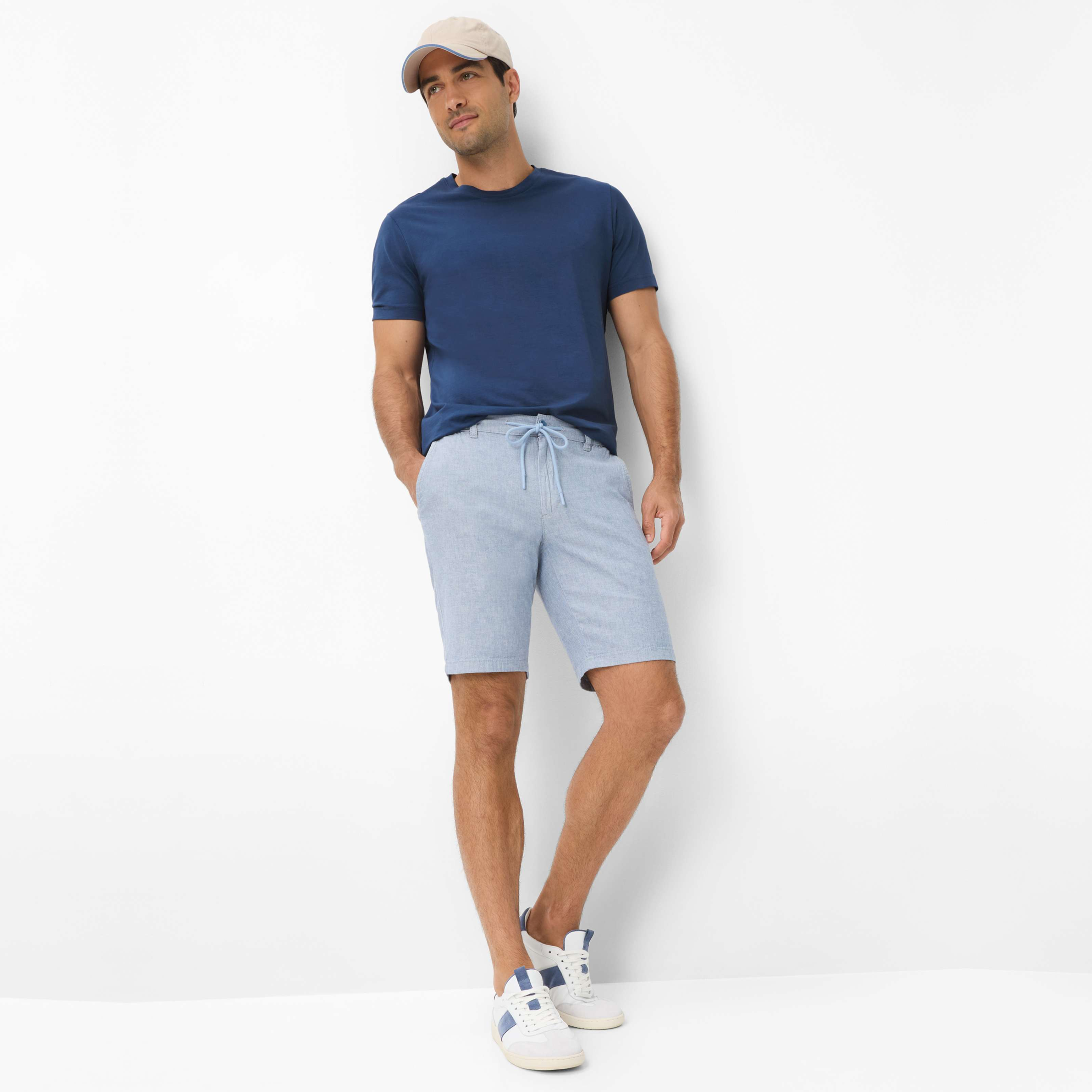 Brax Balu Cotton-Linen Shorts - Blue