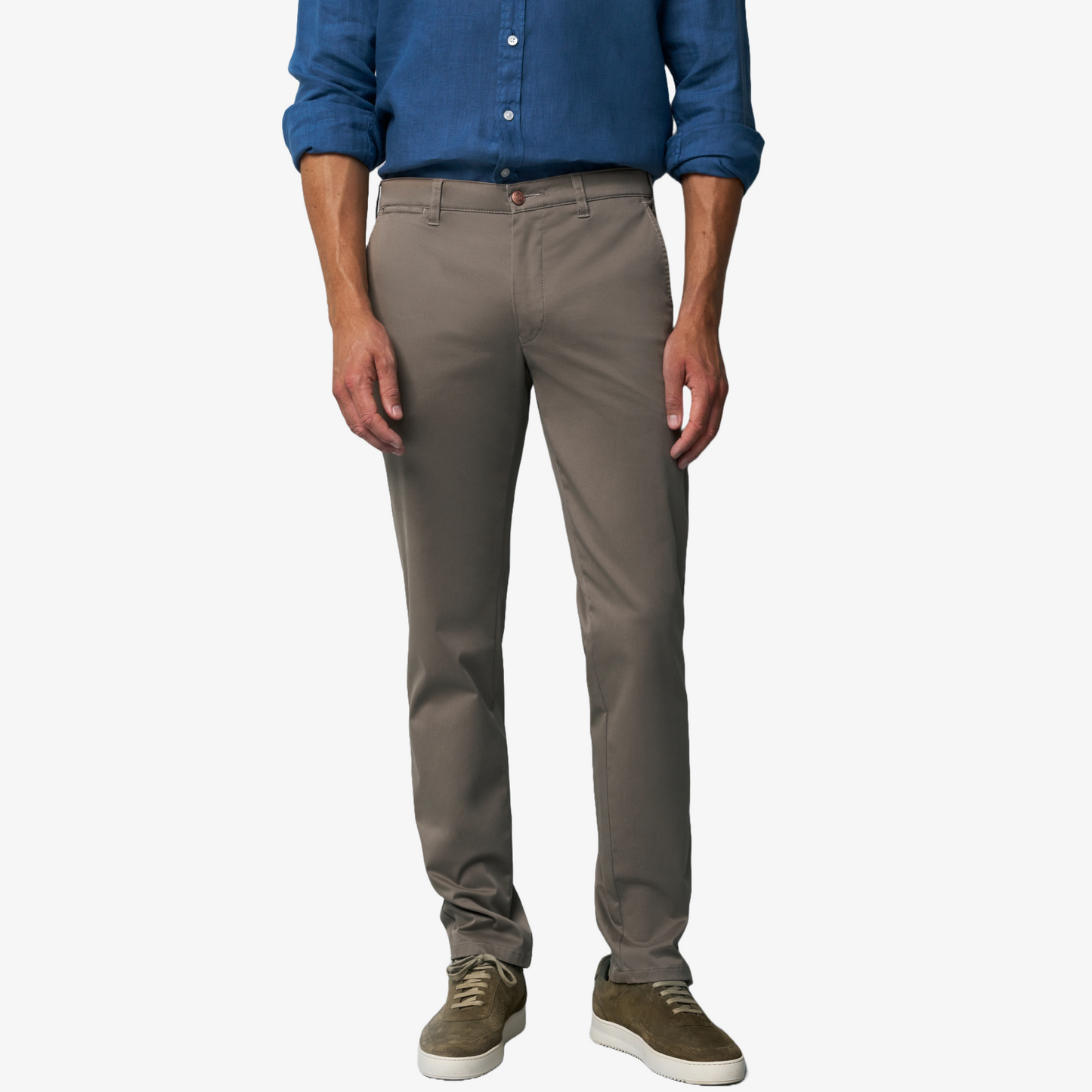 M5 by Meyer Light Summer Twill Slim Fit Chinos - Taupe