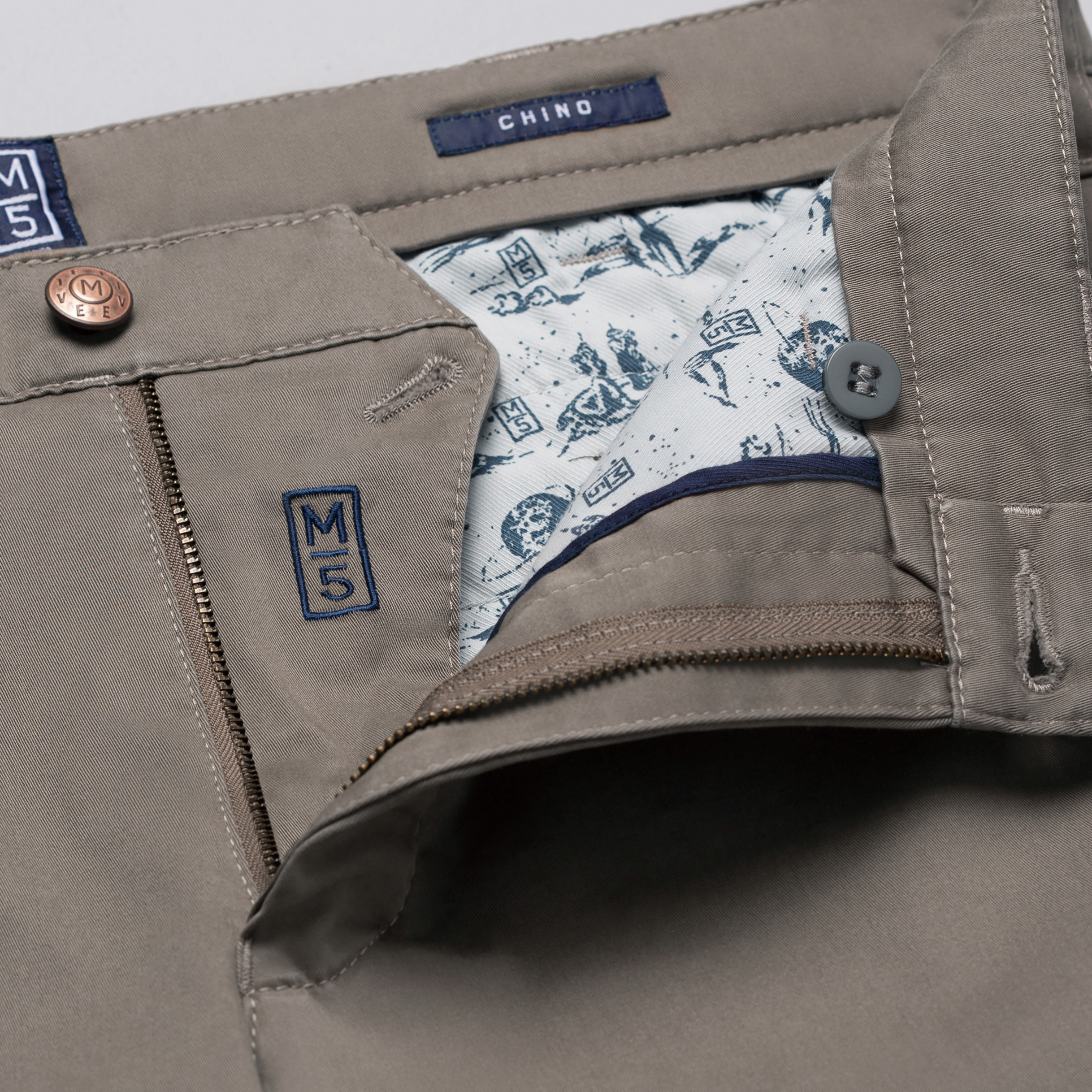 M5 by Meyer Light Twill Slim Fit Chinos - Taupe