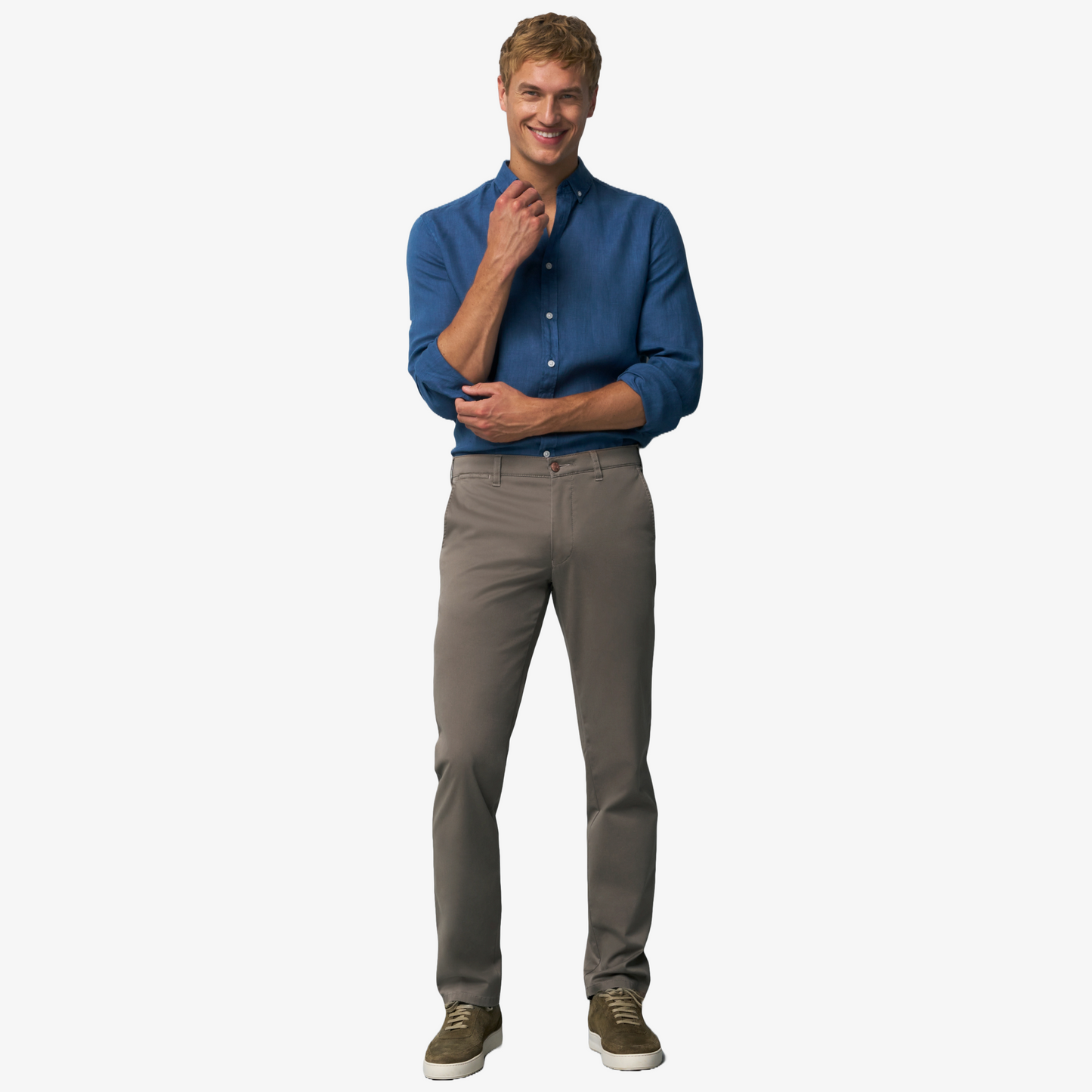 M5 by Meyer Light Summer Twill Slim Fit Chinos - Taupe