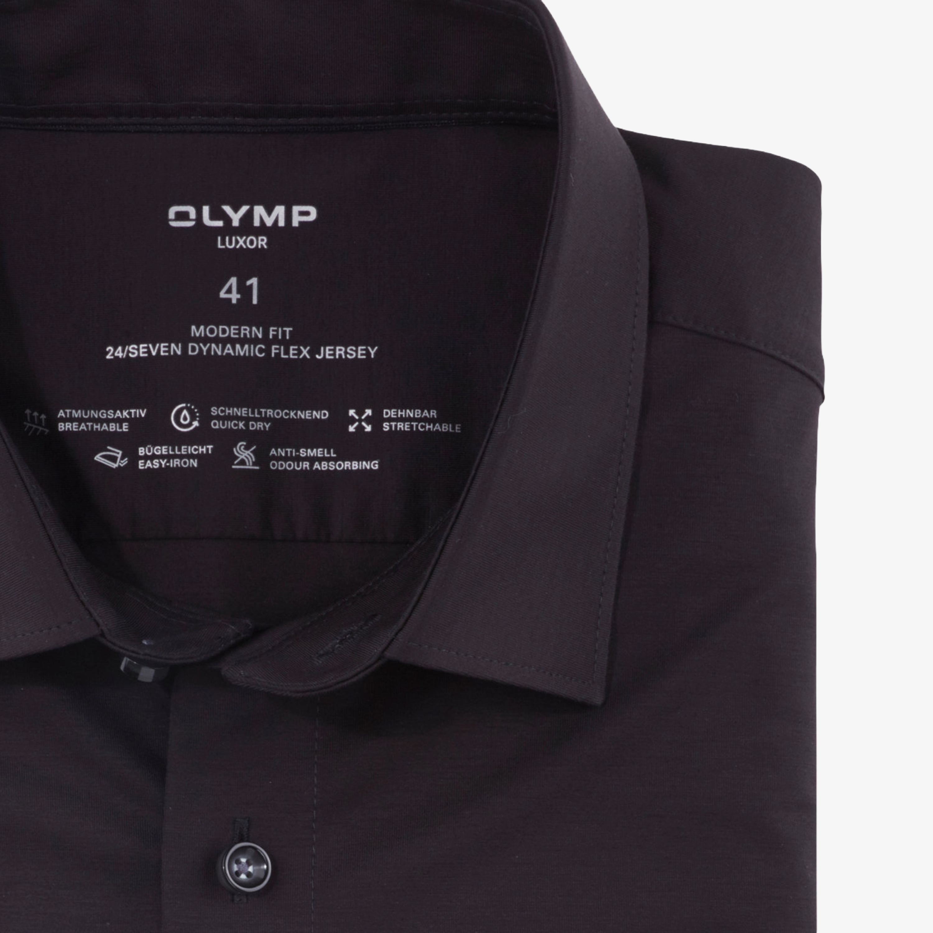Olymp Luxor 24/Seven Slim Fit Flex Jersey Shirt - Black