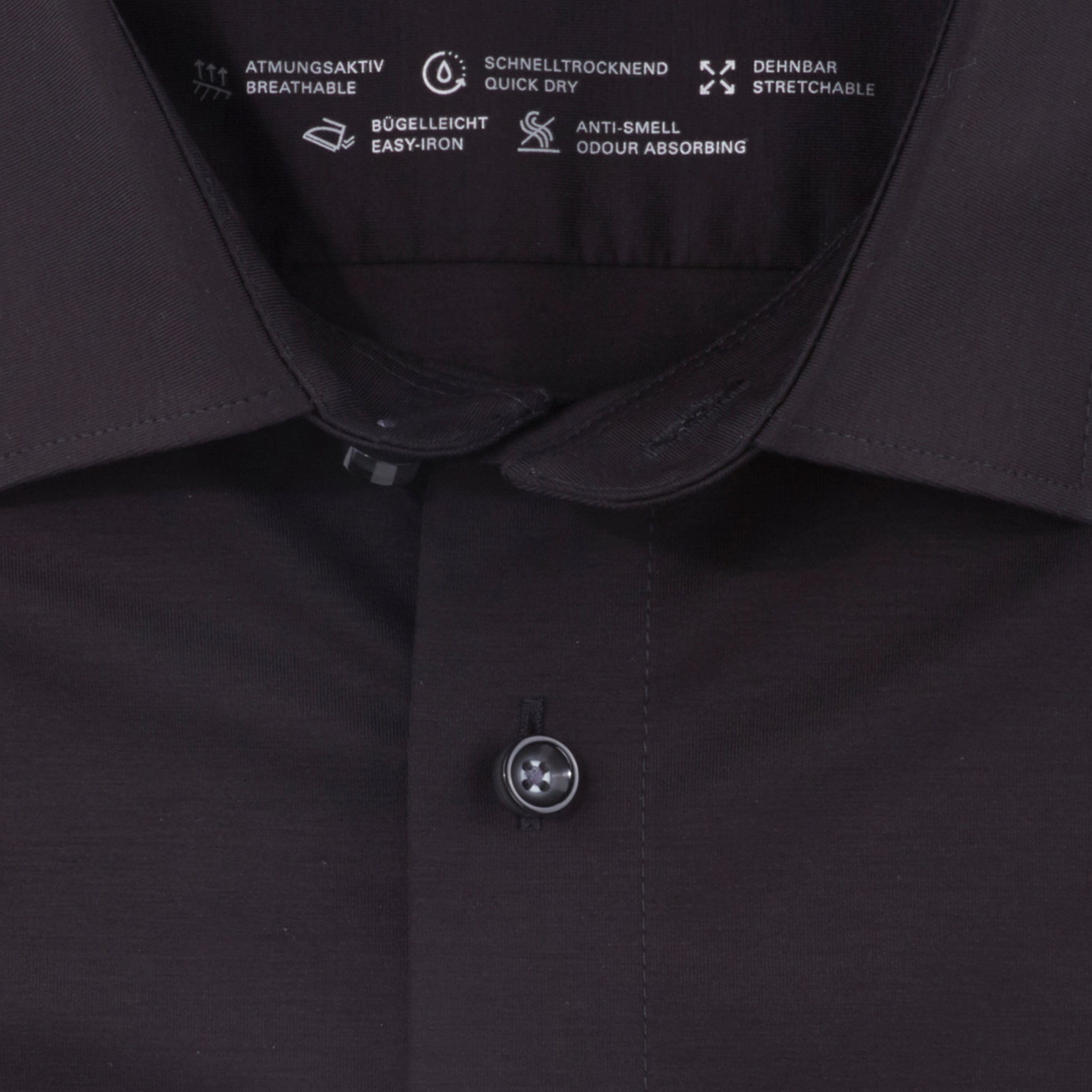 Olymp Luxor 24/Seven Slim Fit Flex Jersey Shirt - Black