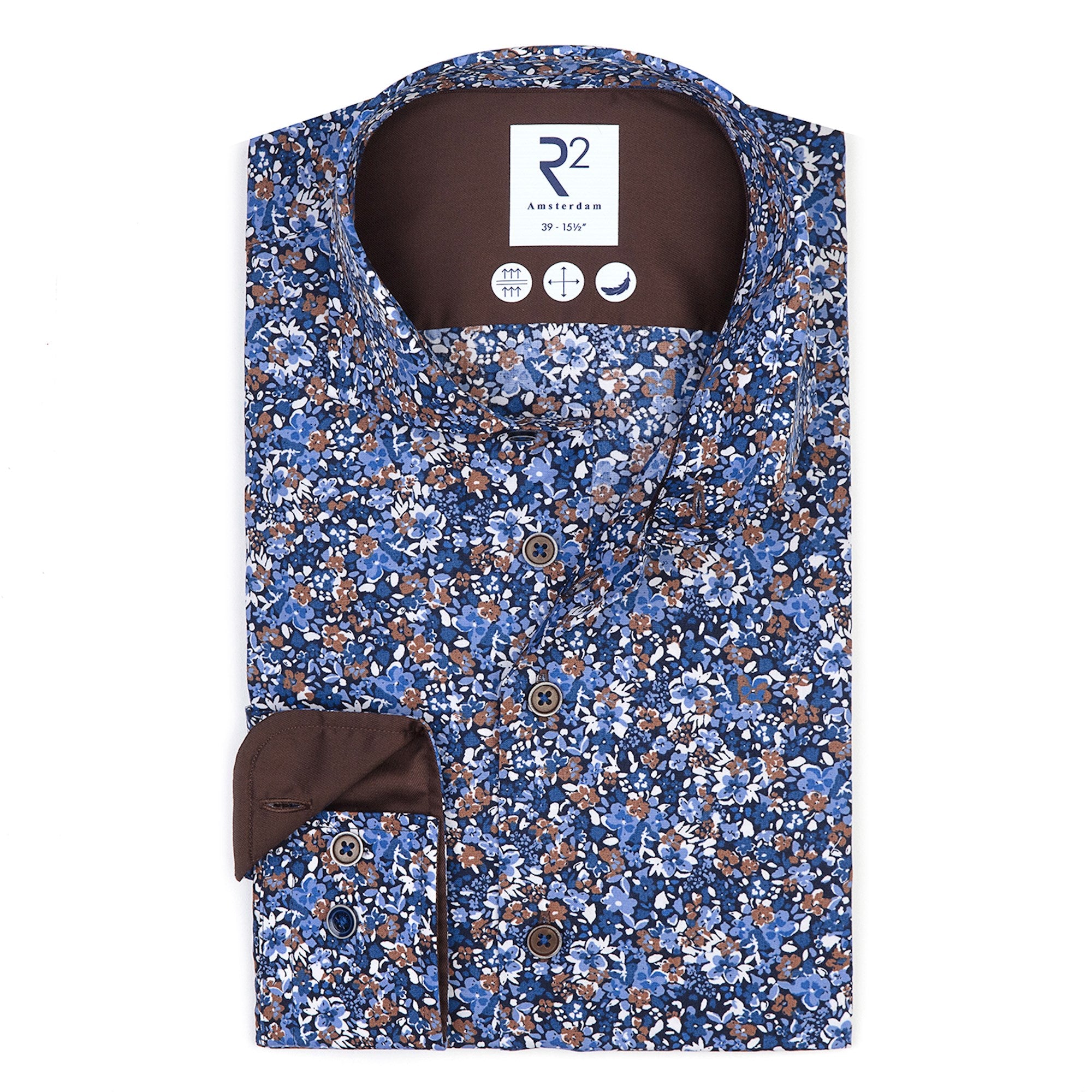 R2 Amsterdam Print Shirt - Blue