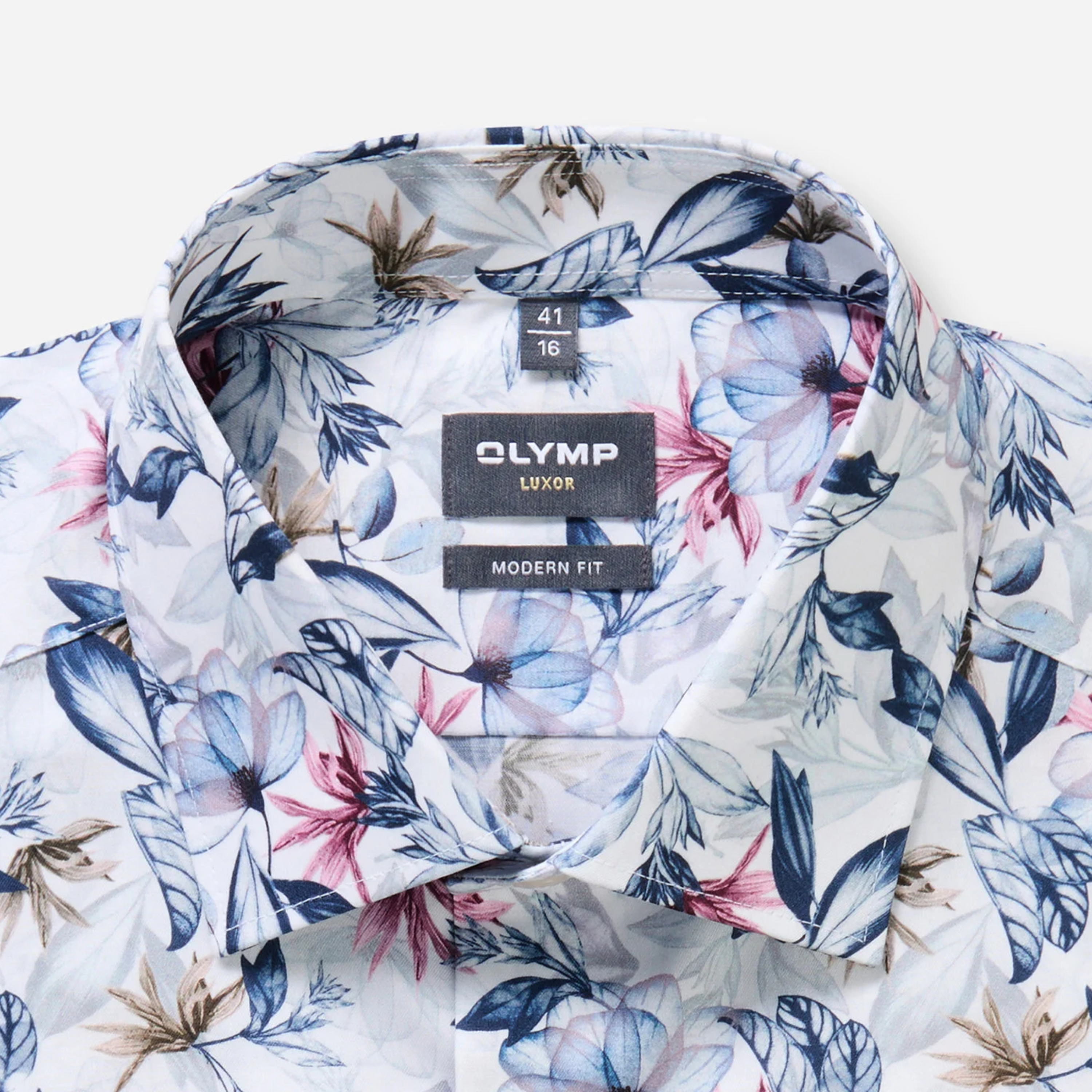 Olymp Luxor Modern Fit Floral Print Shirt - Blue