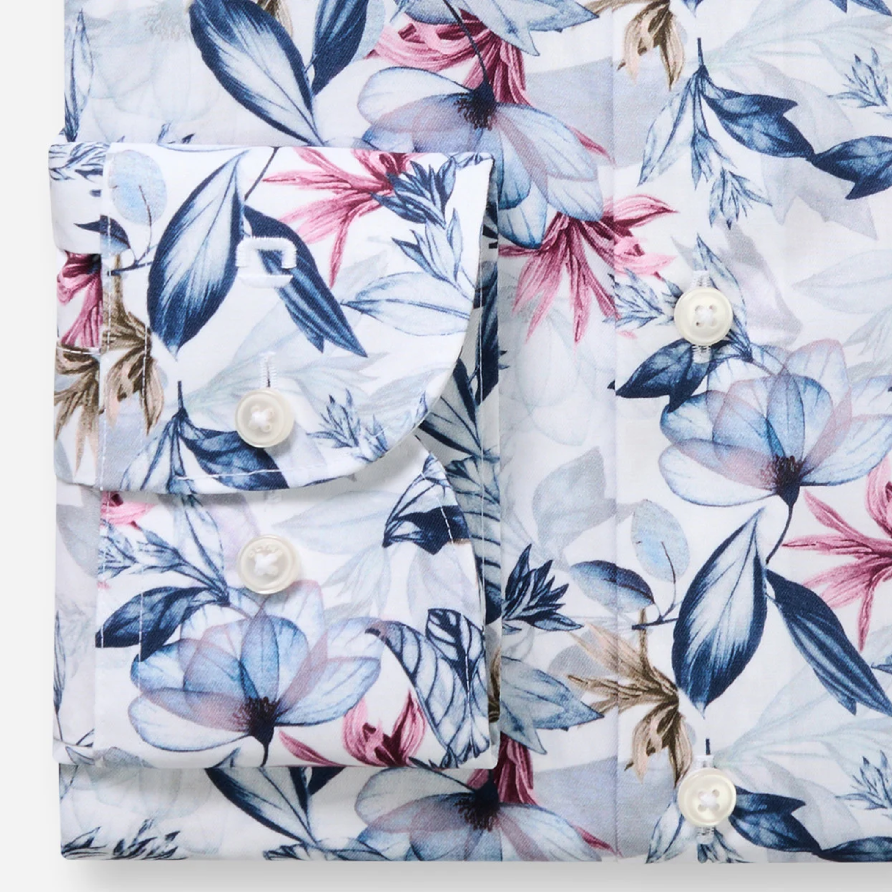 Olymp Luxor Modern Fit Floral Print Shirt - Blue