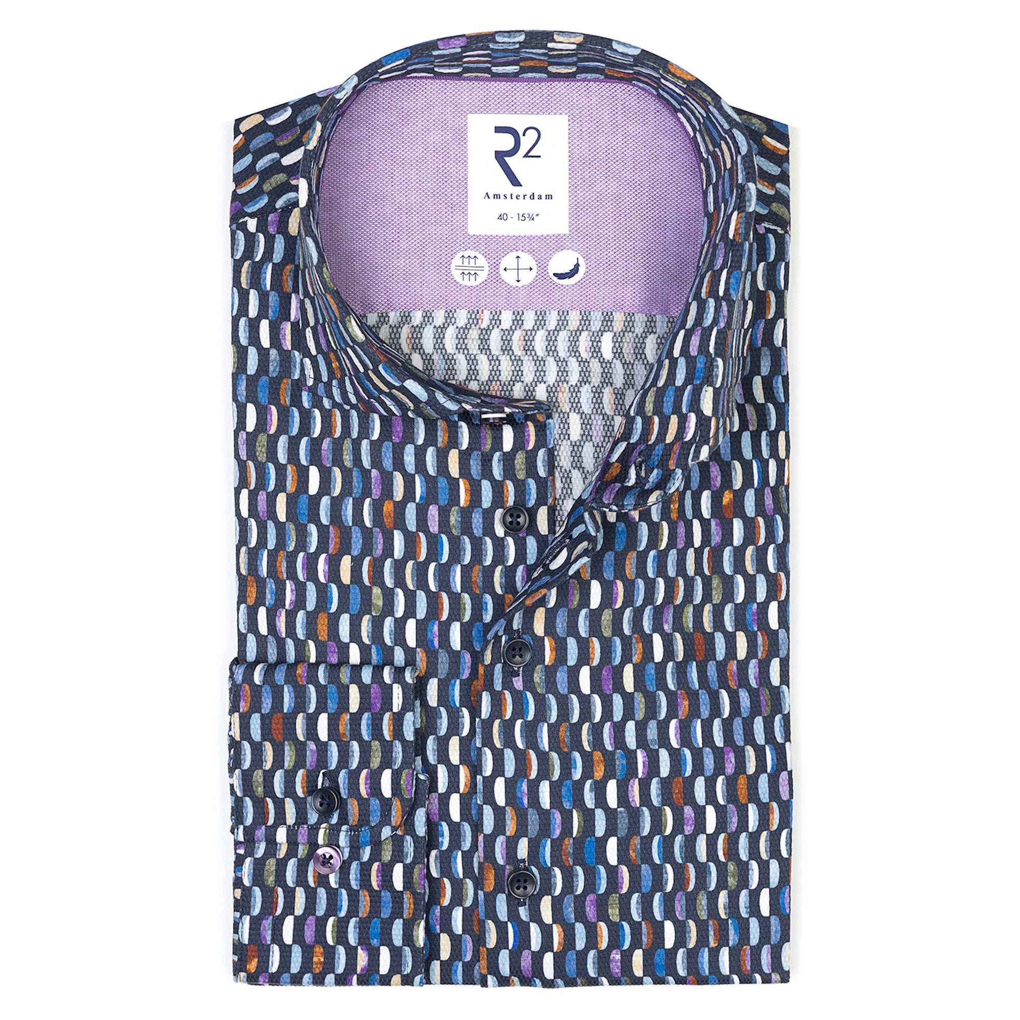 R2 Amsterdam Print Shirt - Navy