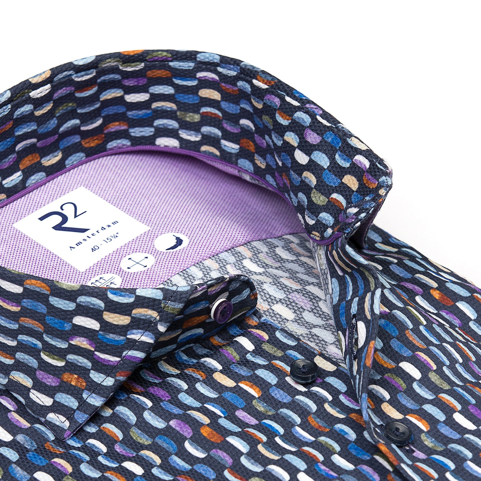 R2 Amsterdam Print Shirt - Navy