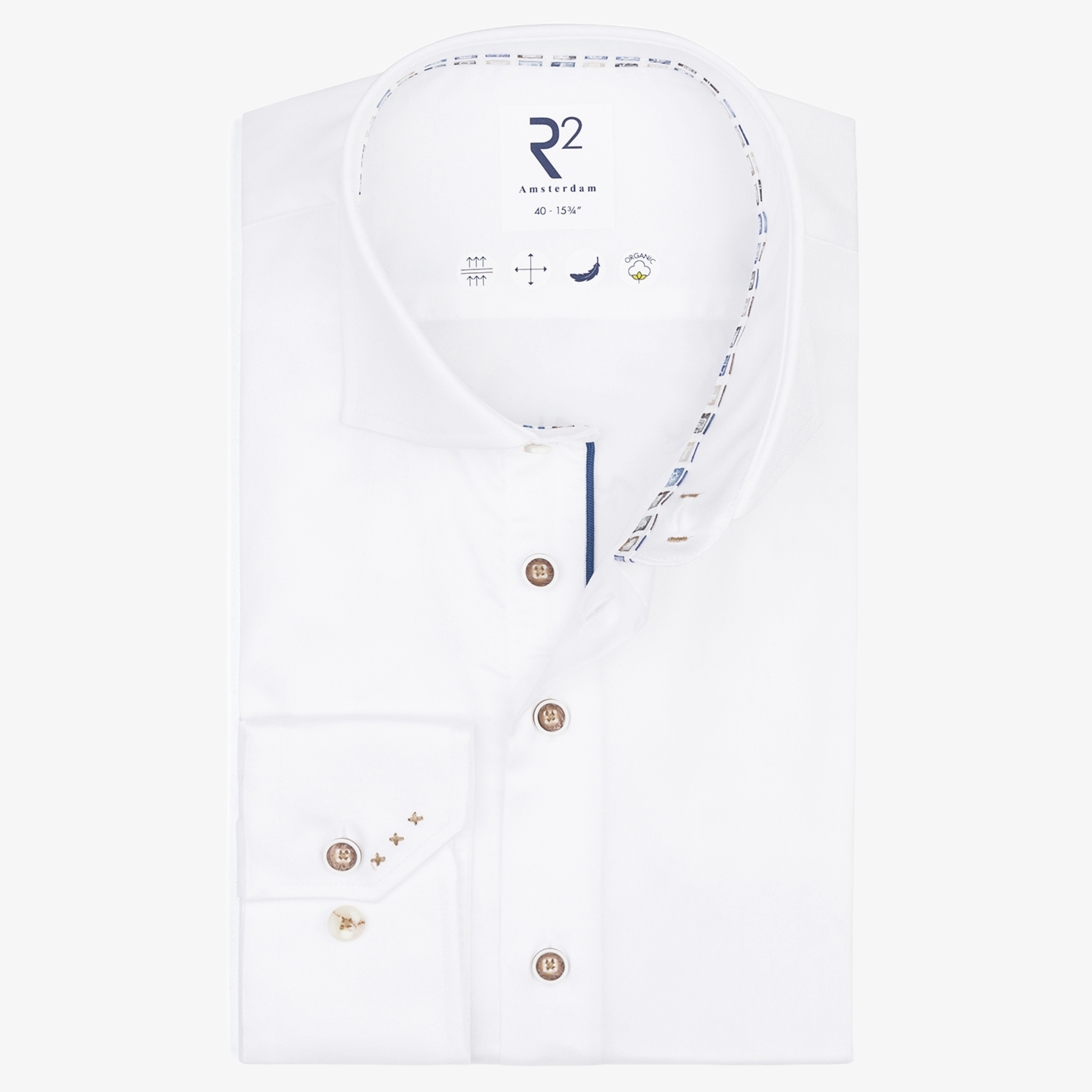 R2 Amsterdam 2 Ply Cotton Twill Shirt - White