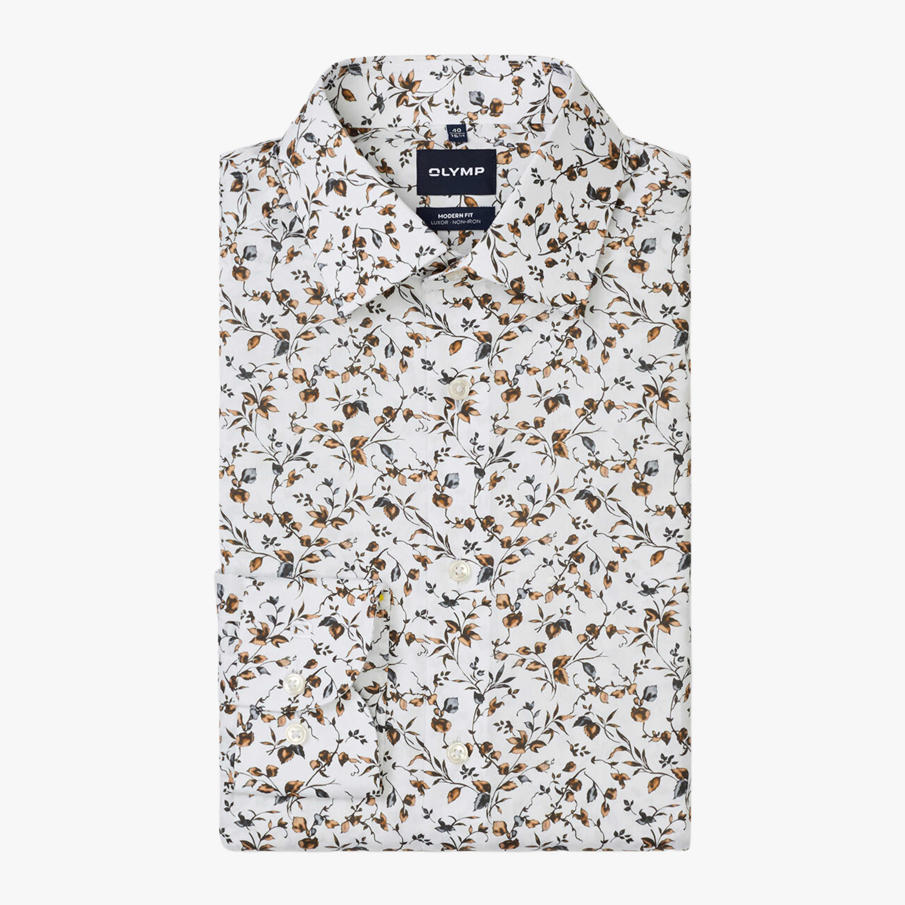 Olymp Luxor Modern Fit Floral Print Shirt - White