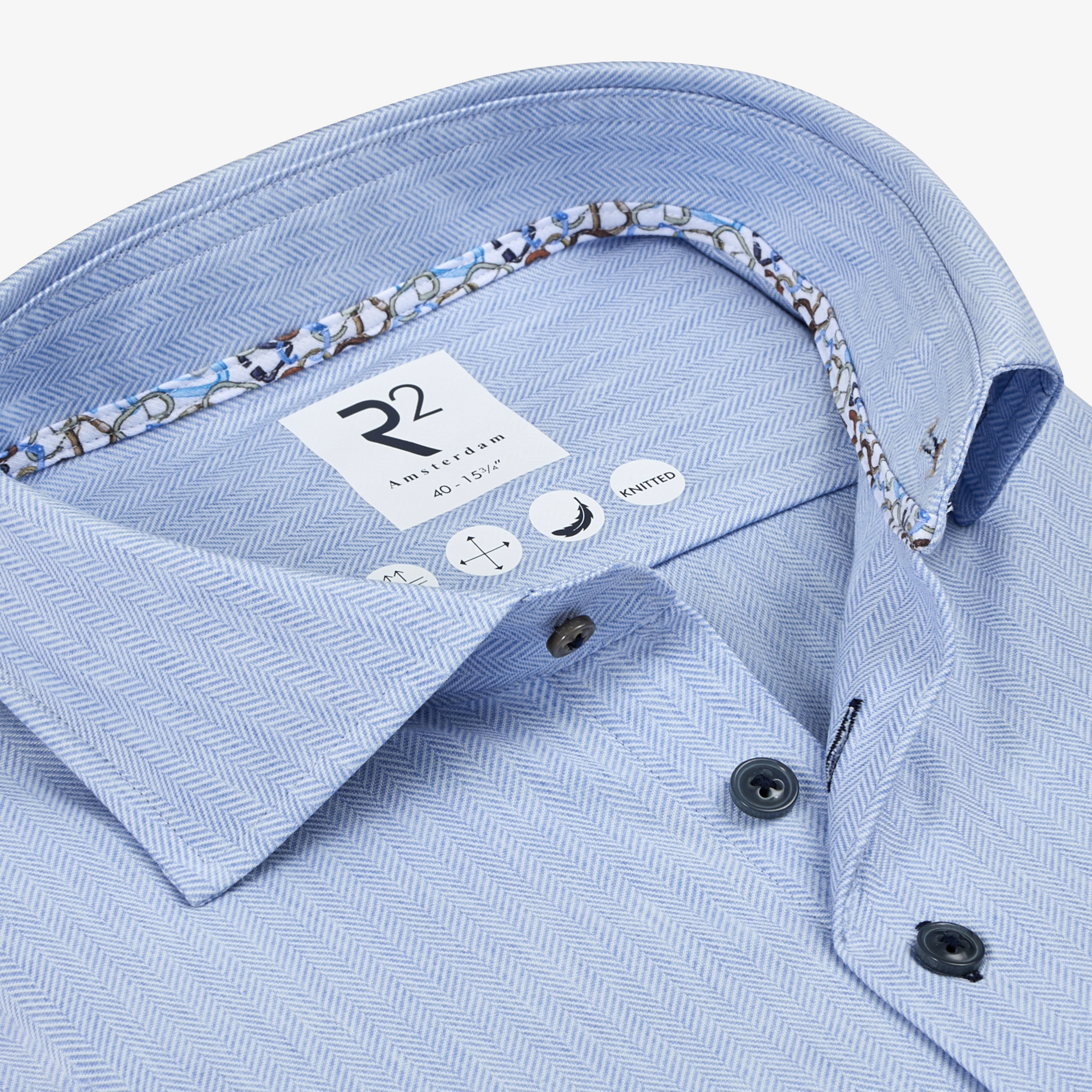 R2 Amsterdam Shirt With Contrast Trim - Light Blue