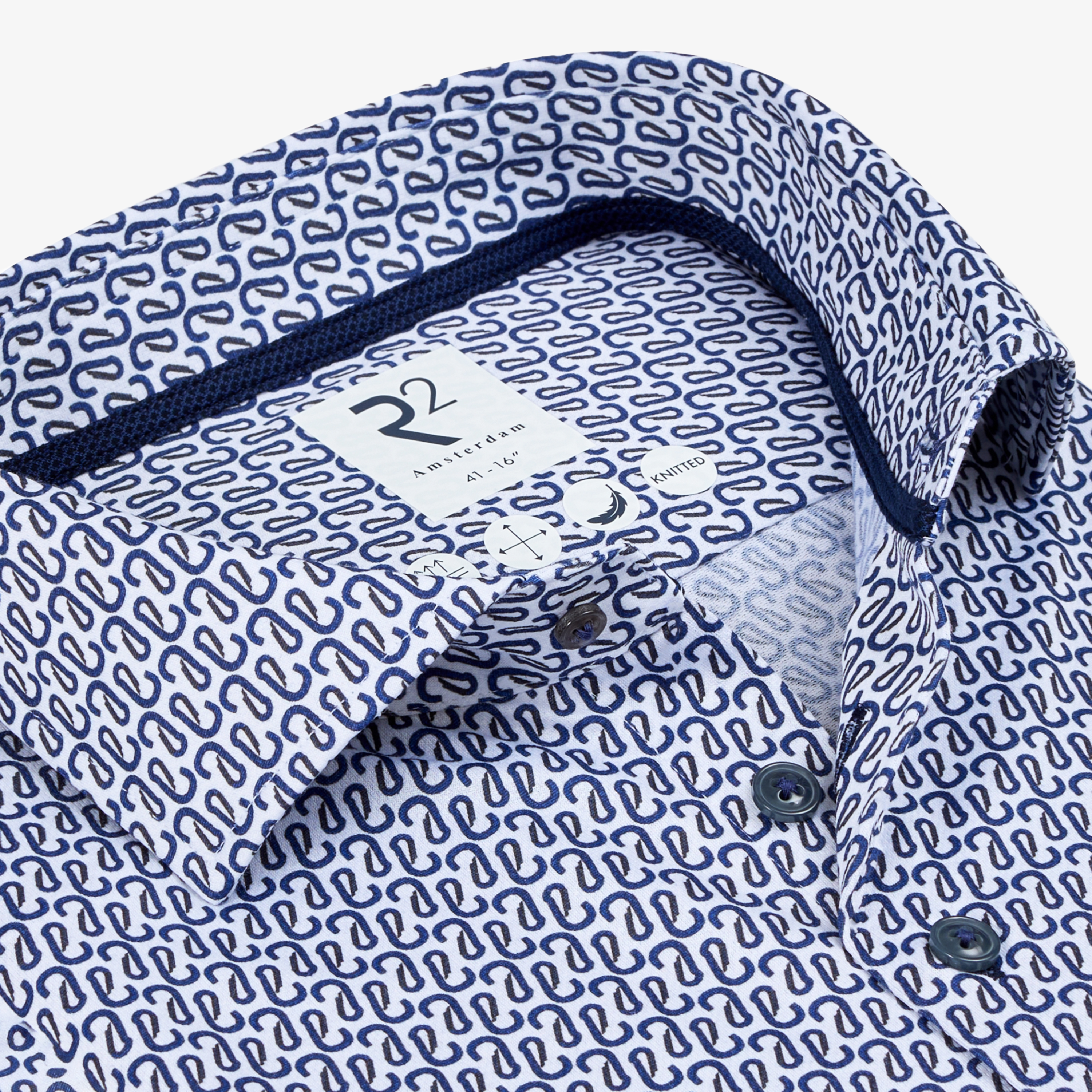 R2 Amsterdam Printed Shirt - Navy