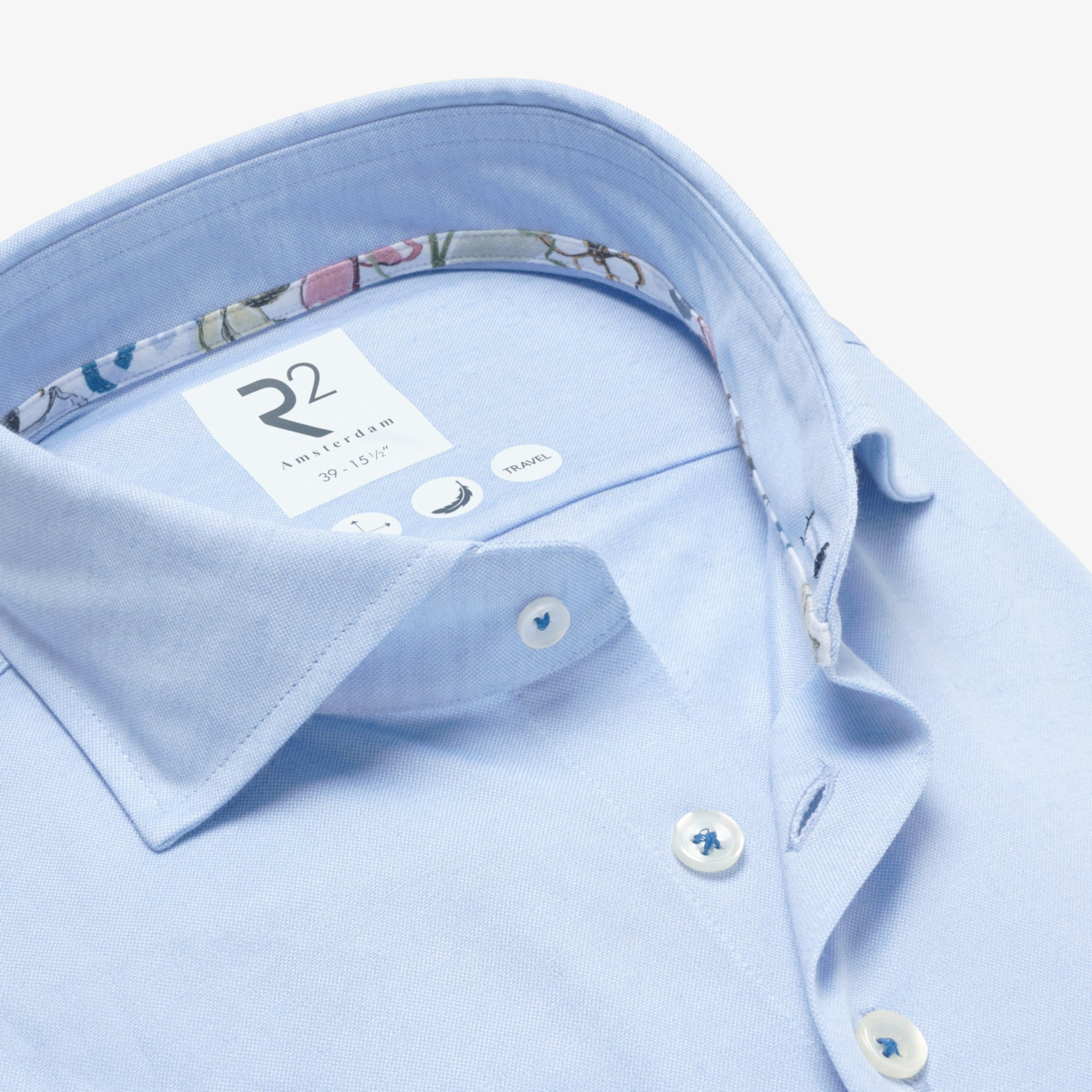R2 Amsterdam Linen Blend Knitted Shirt - Light Blue