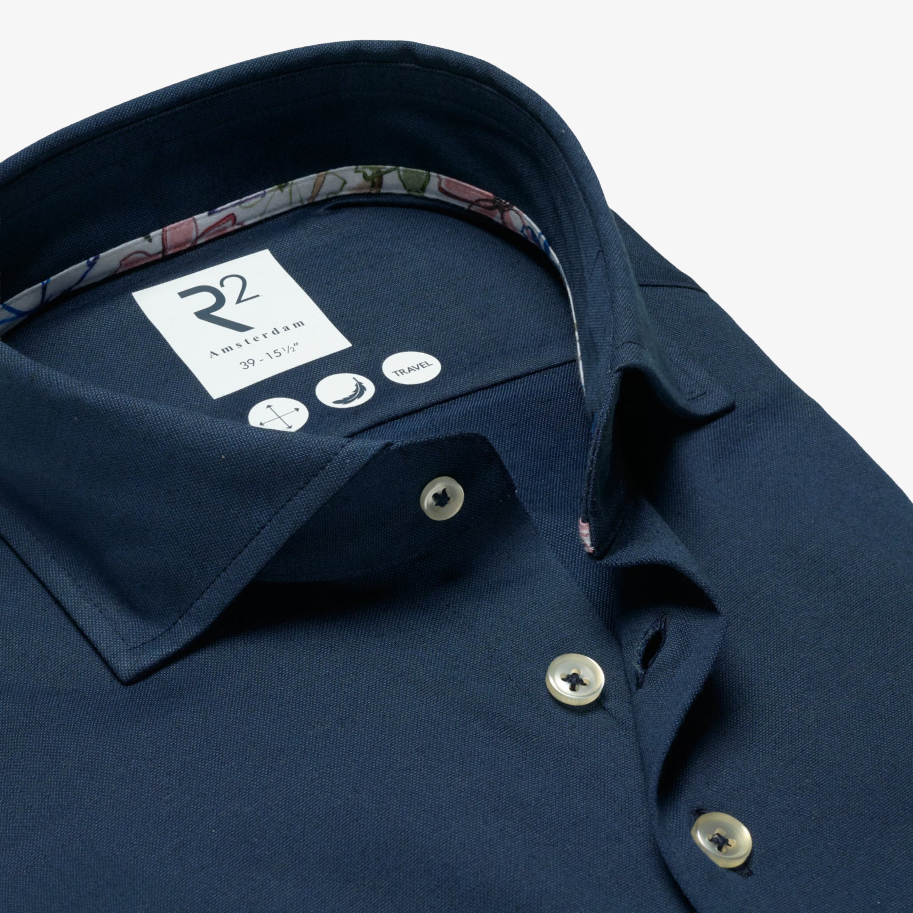 R2 Amsterdam Linen Blend Knitted Shirt - Navy