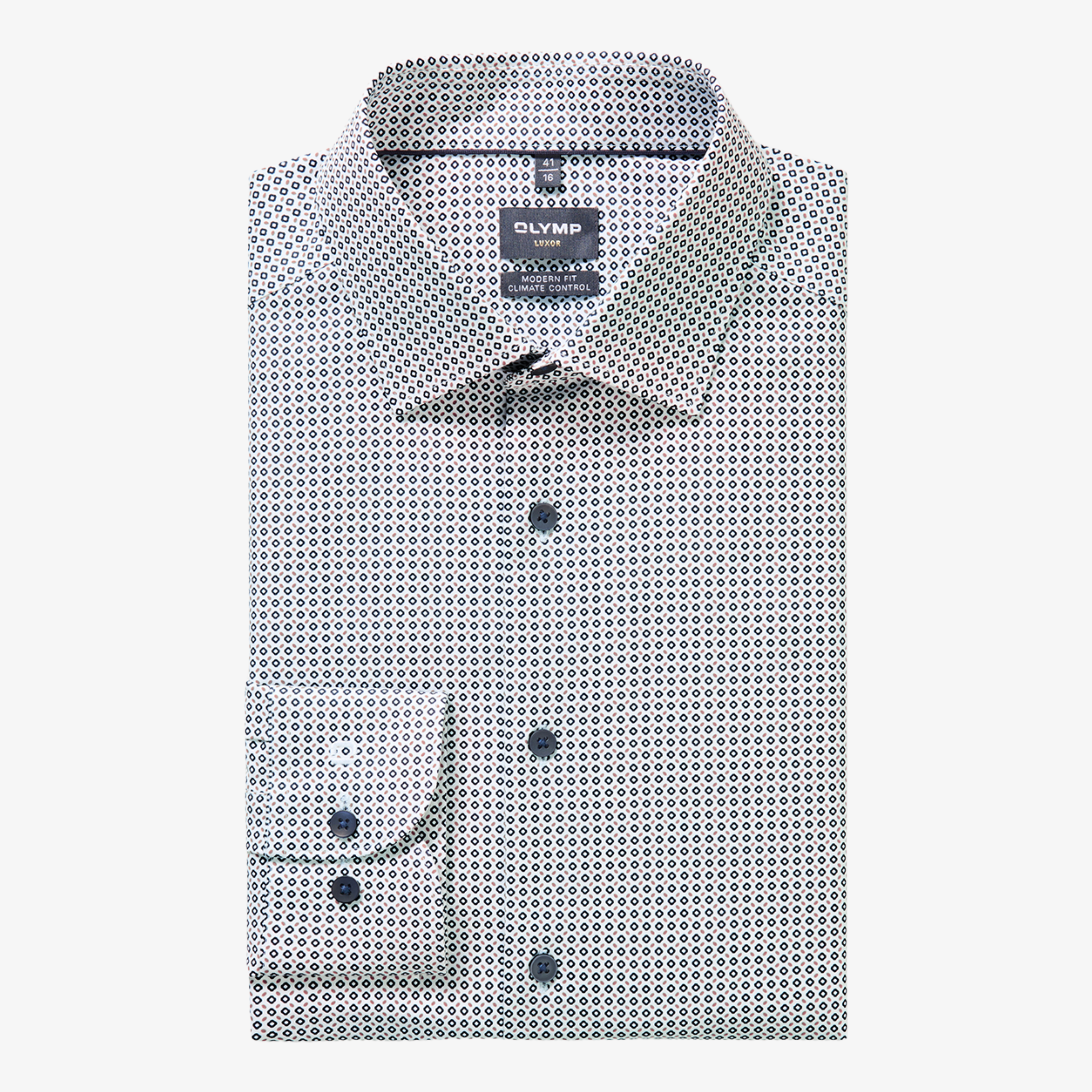 Olymp Luxor 24/Seven Modern Fit Printed Shirt - Beige