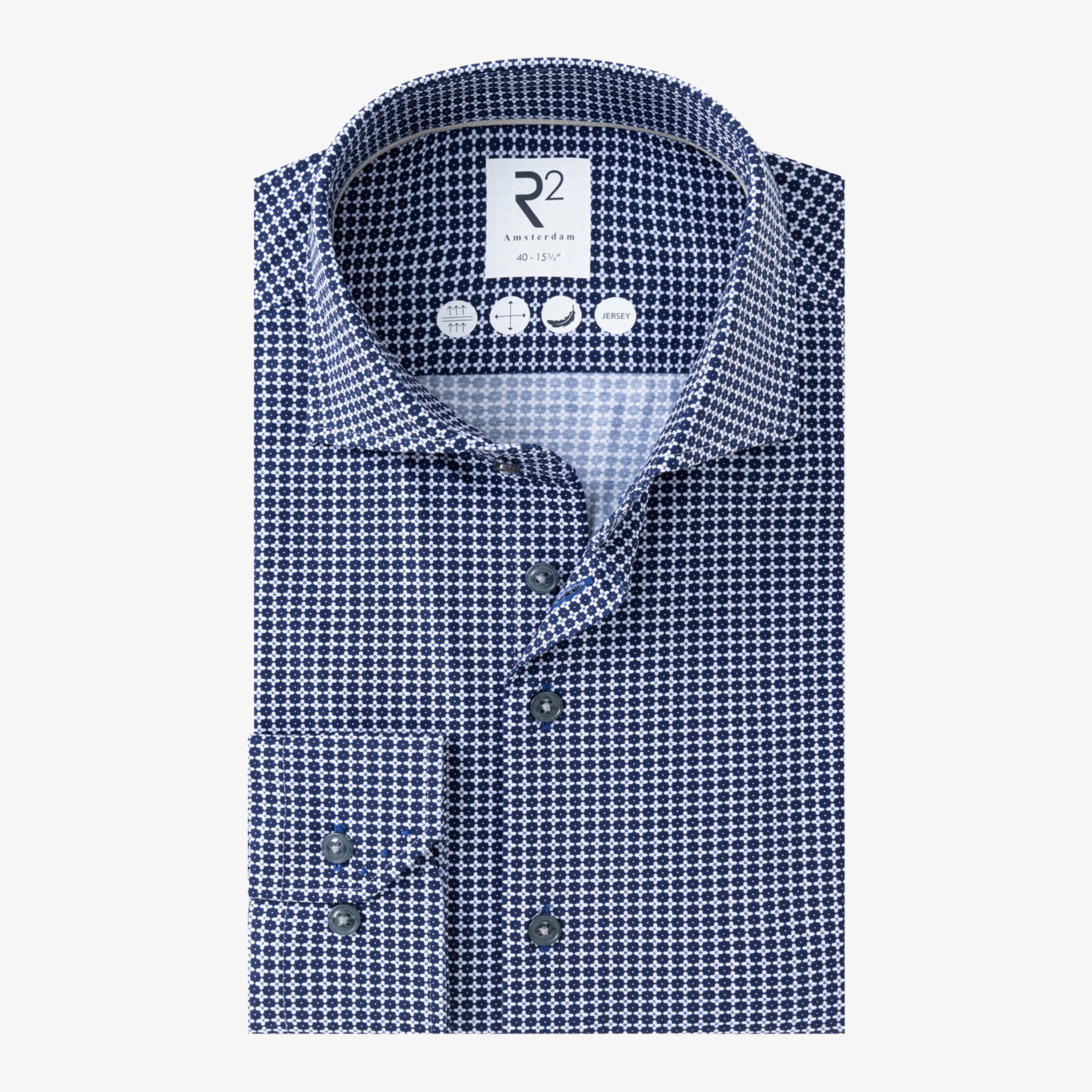 R2 Amsterdam Jersey Print Shirt - Blue