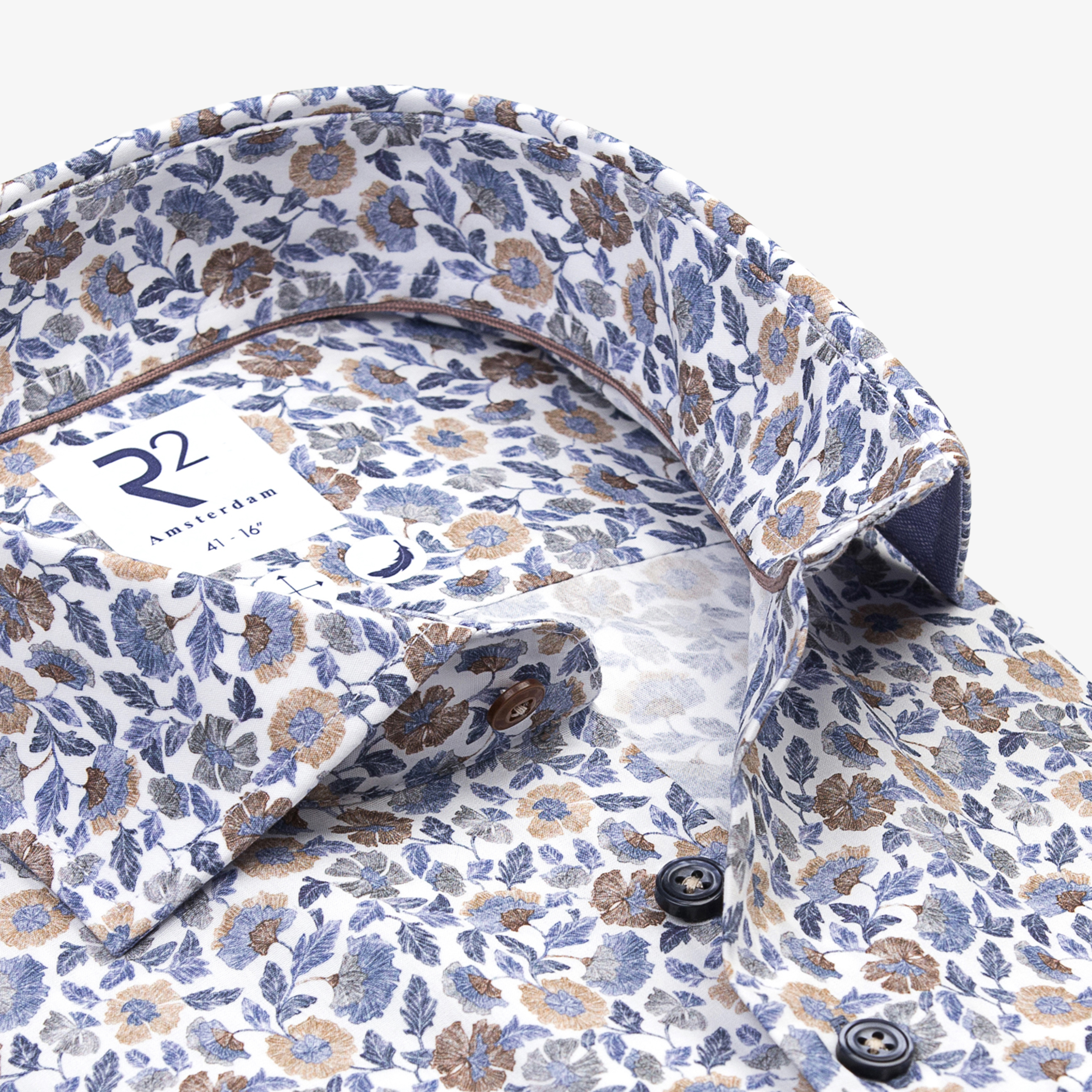 R2 Amsterdam Floral Print Cotton Shirt - Blue