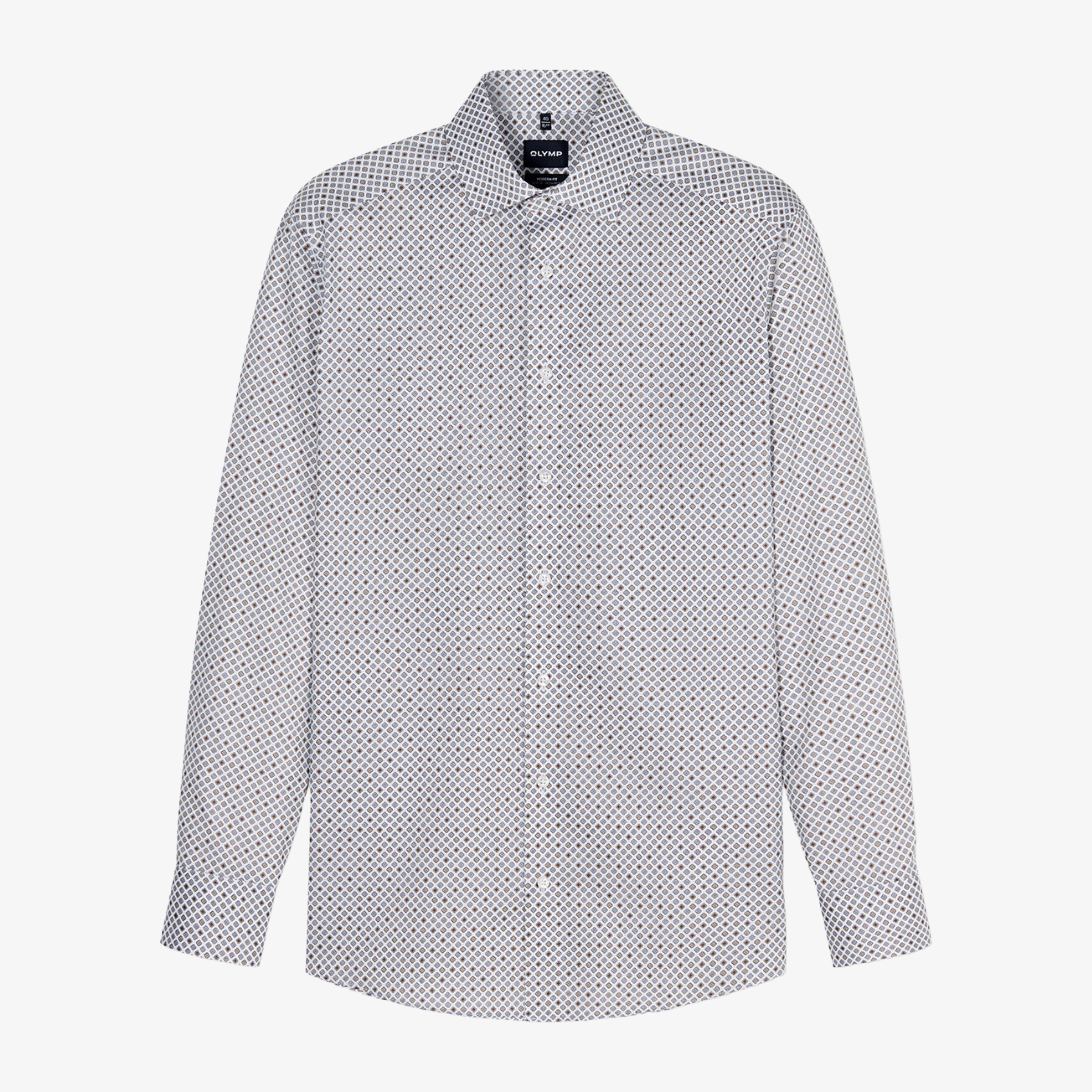 Olymp Luxor Modern Fit Printed Shirt - Silver Grey