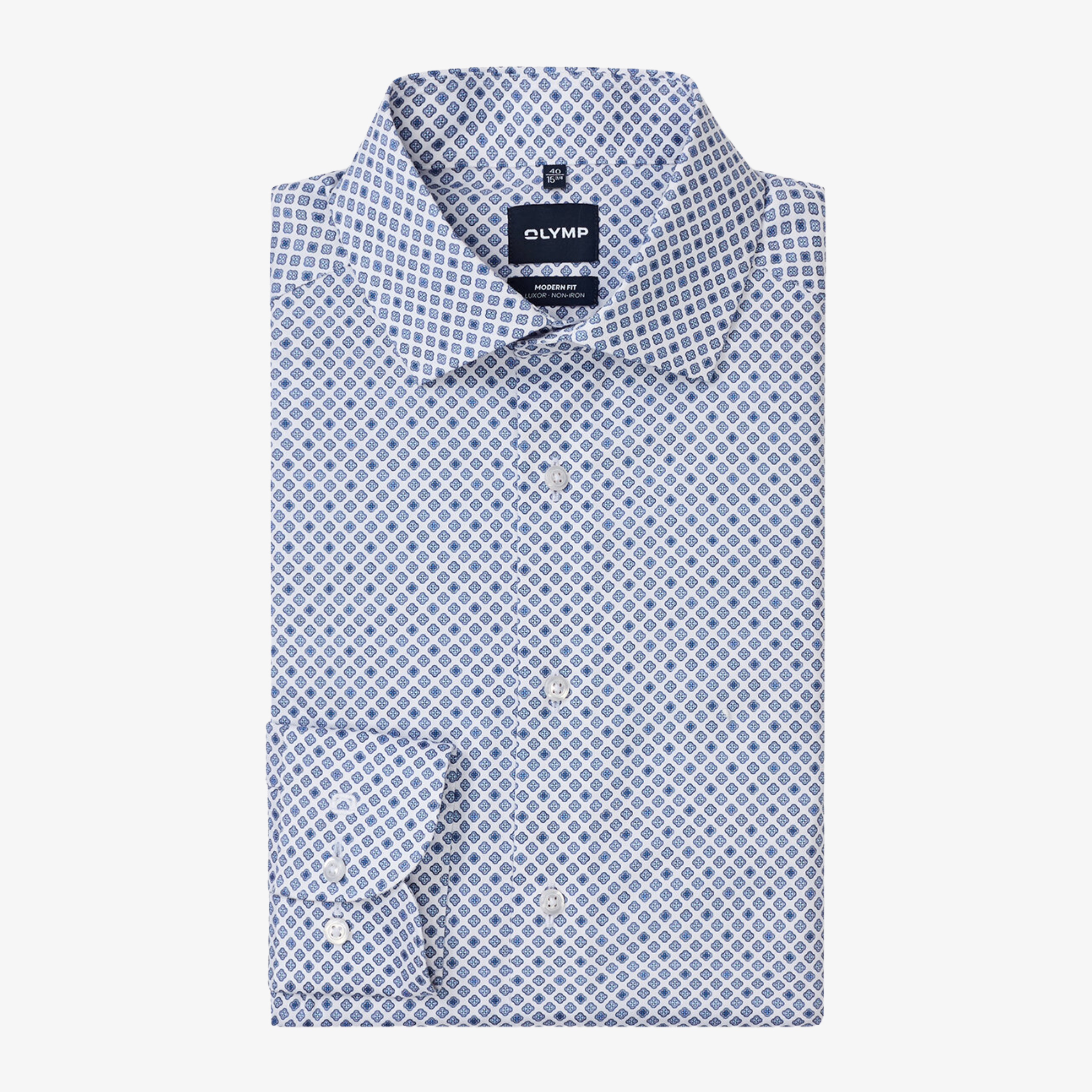 Olymp Luxor Modern Fit Printed Shirt - White