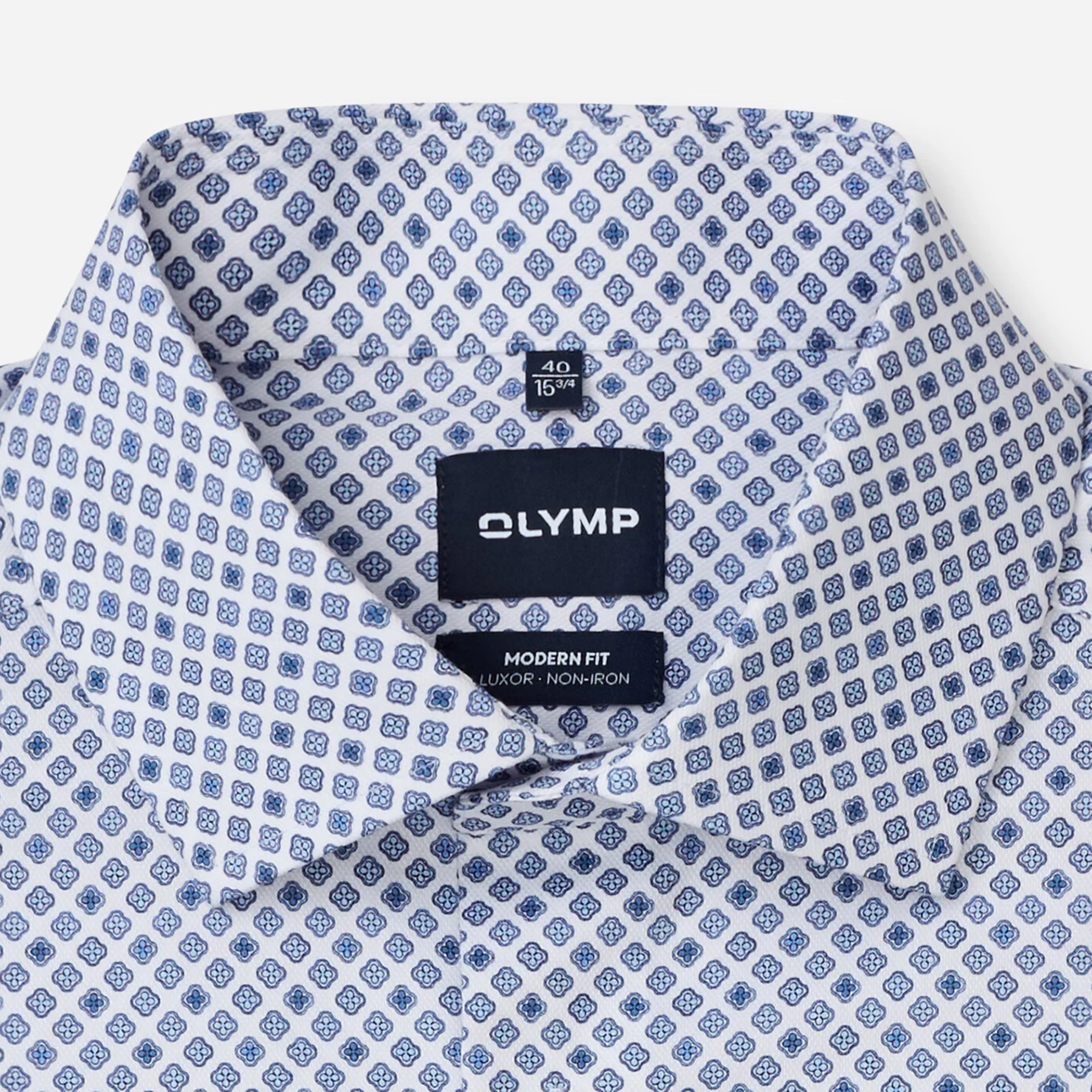 Olymp Luxor Modern Fit Printed Shirt - White