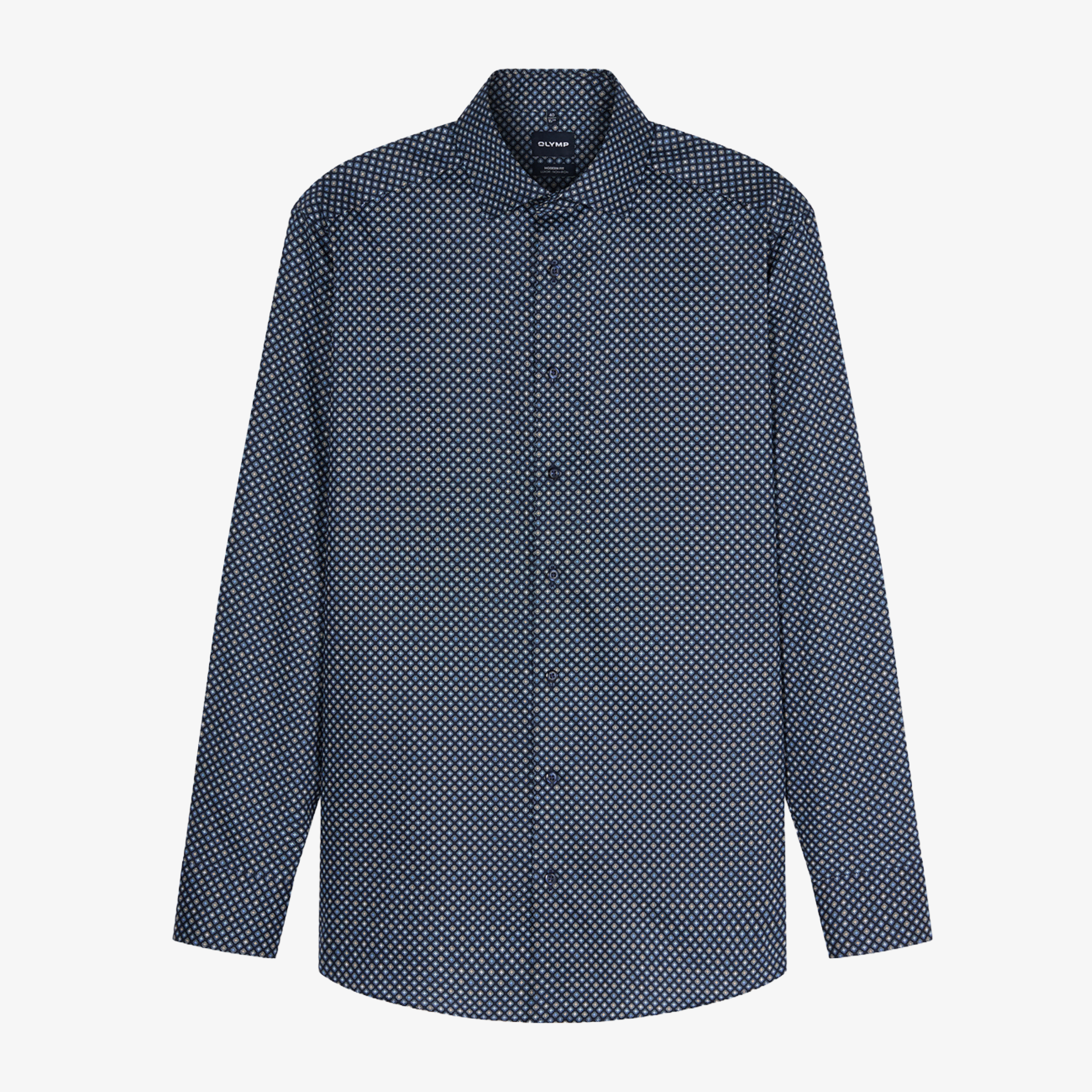 Olymp Luxor Modern Fit Printed Shirt - Navy