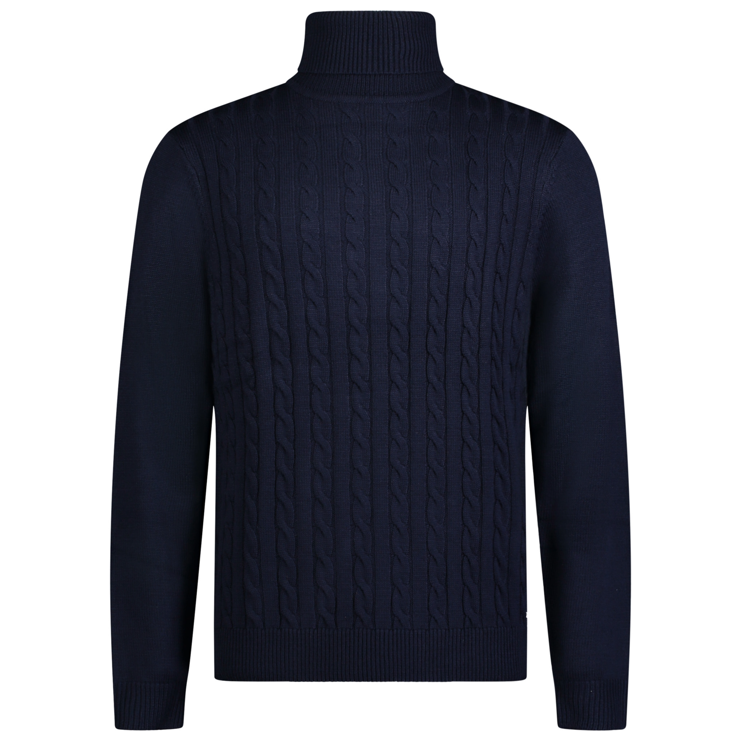 Roy Robson Cable Knit Roll Collar - Navy