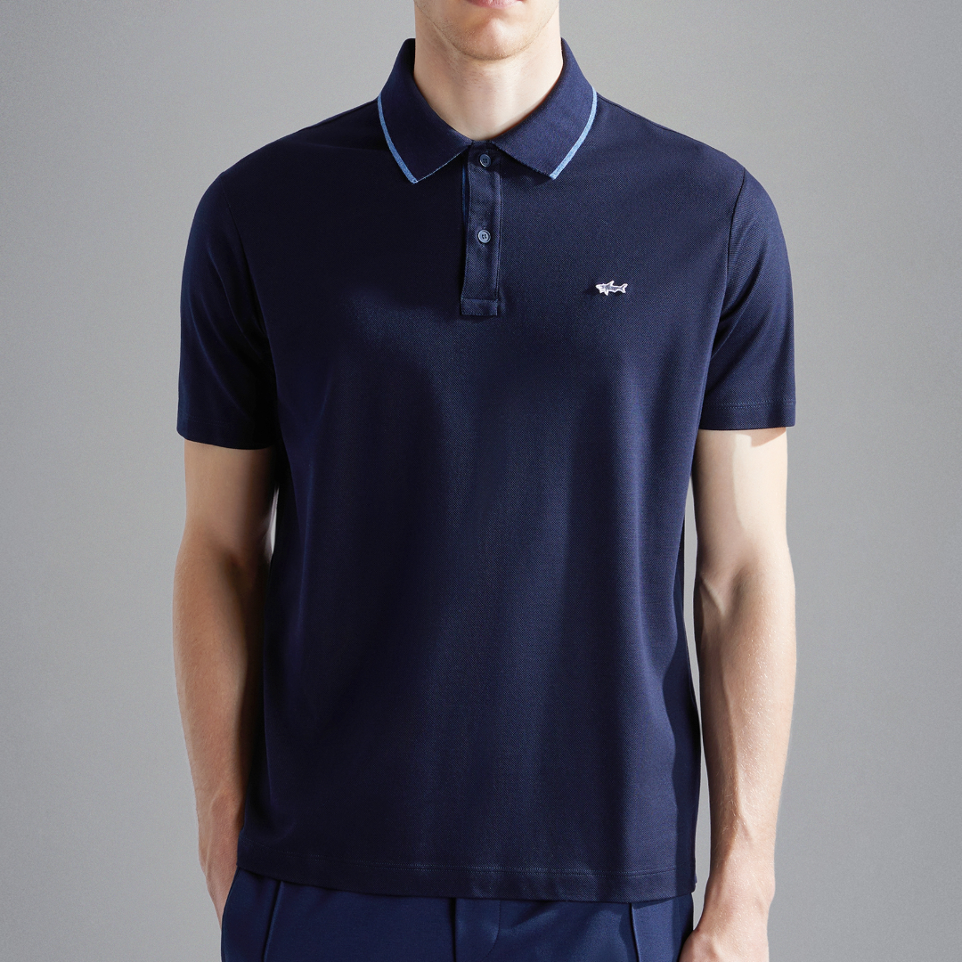 Paul & Shark Cotton Tencel Pique Polo - Navy