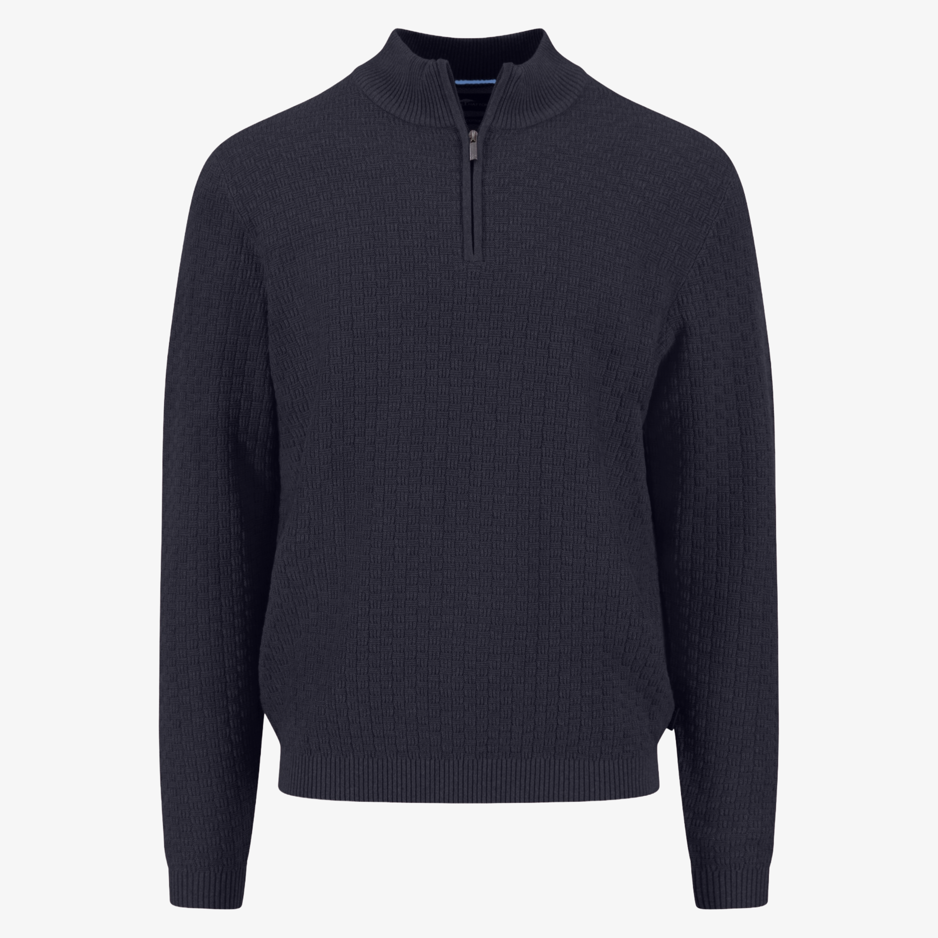 Fynch-Hatton Textured Half Zip Knitted Jumper - Navy