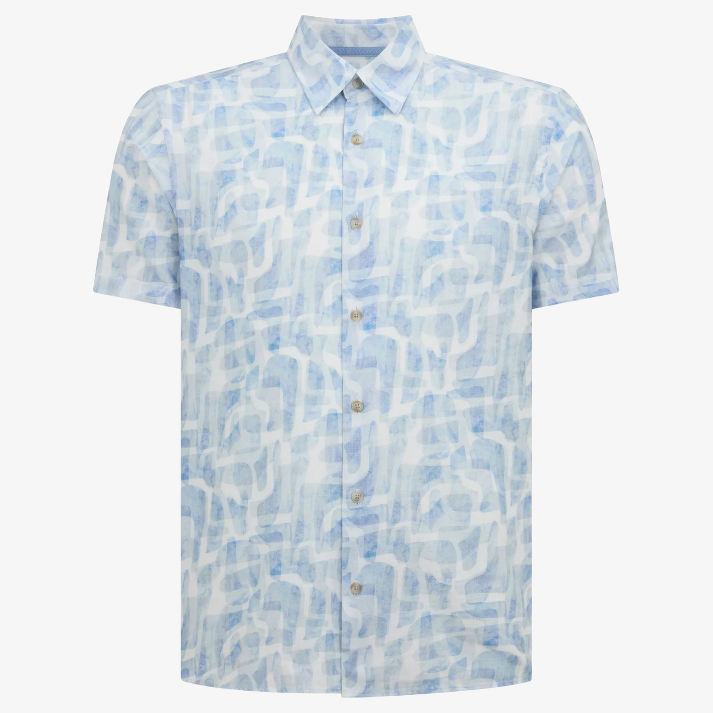 Remus Slim Fit Printed Short Sleeve Shirt - Light Blue