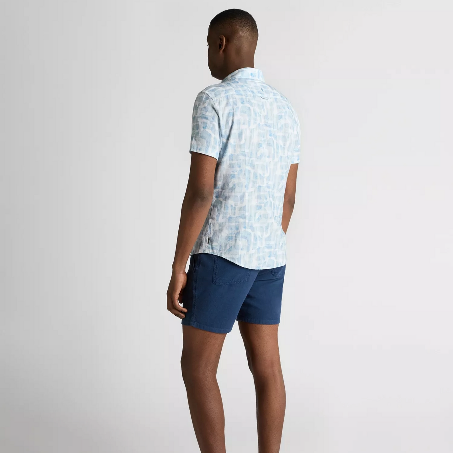 Remus Slim Fit Printed Short Sleeve Shirt - Light Blue