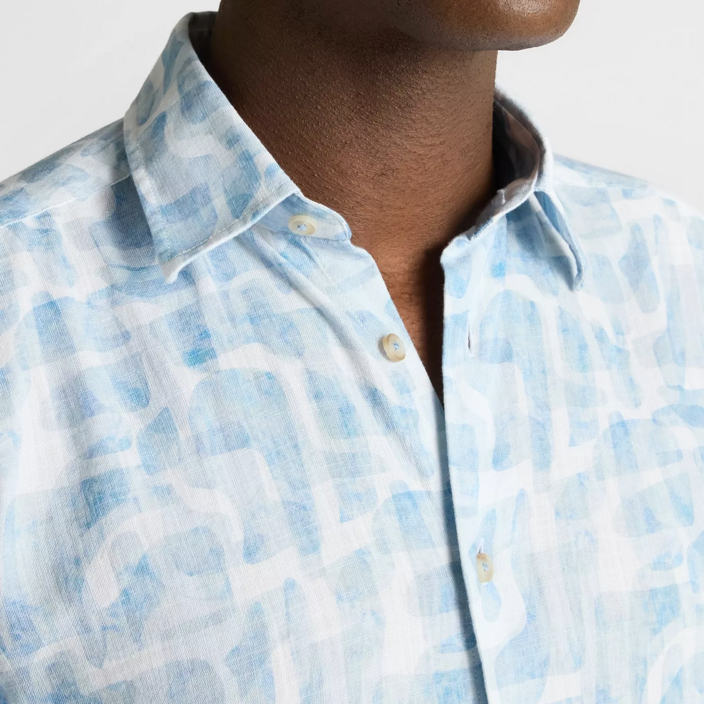 Remus Slim Fit Printed Short Sleeve Shirt - Light Blue