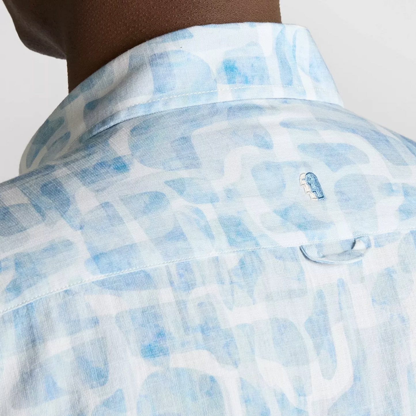 Remus Slim Fit Printed Short Sleeve Shirt - Light Blue