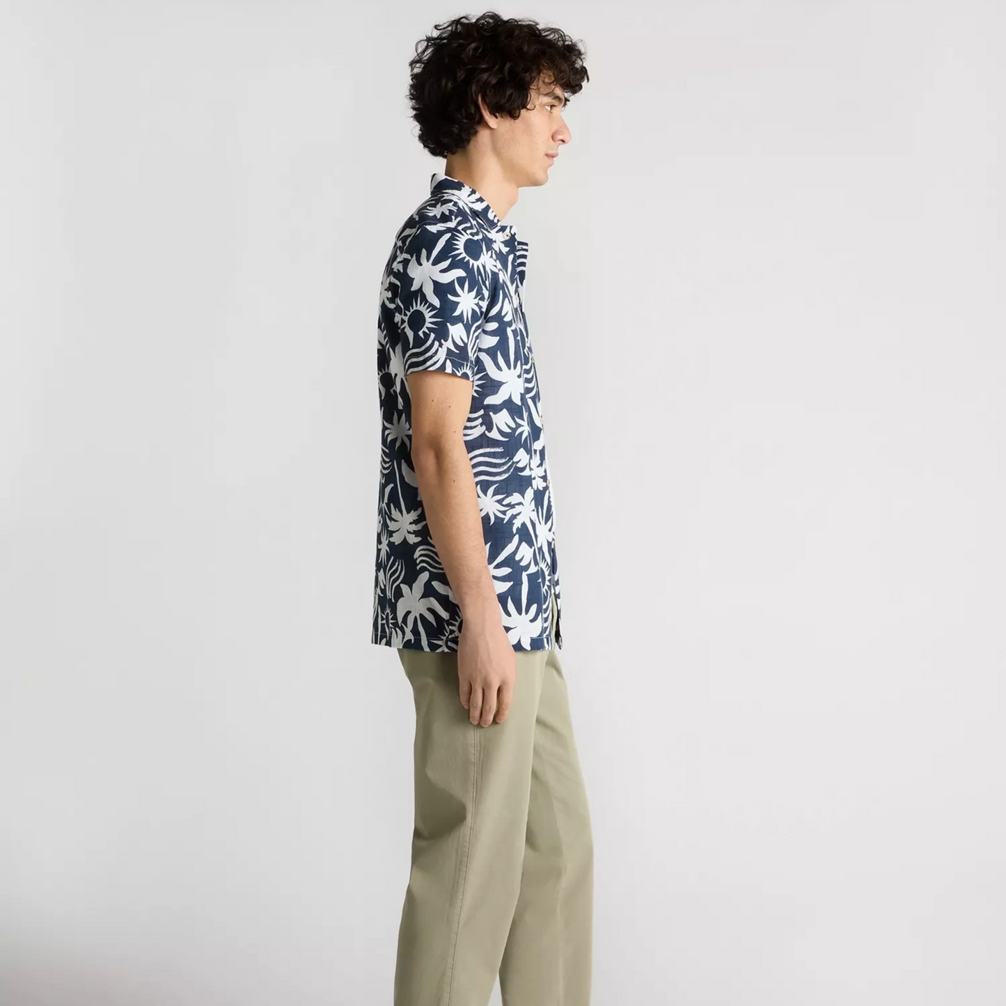 Remus Tapered Fit Floral Print Cotton Shirt - Navy