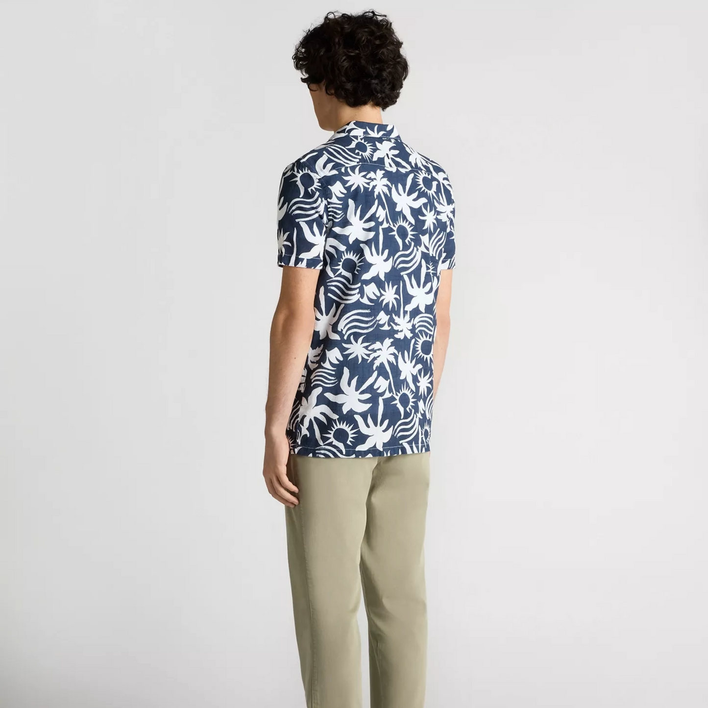 Remus Tapered Fit Floral Print Cotton Shirt - Navy