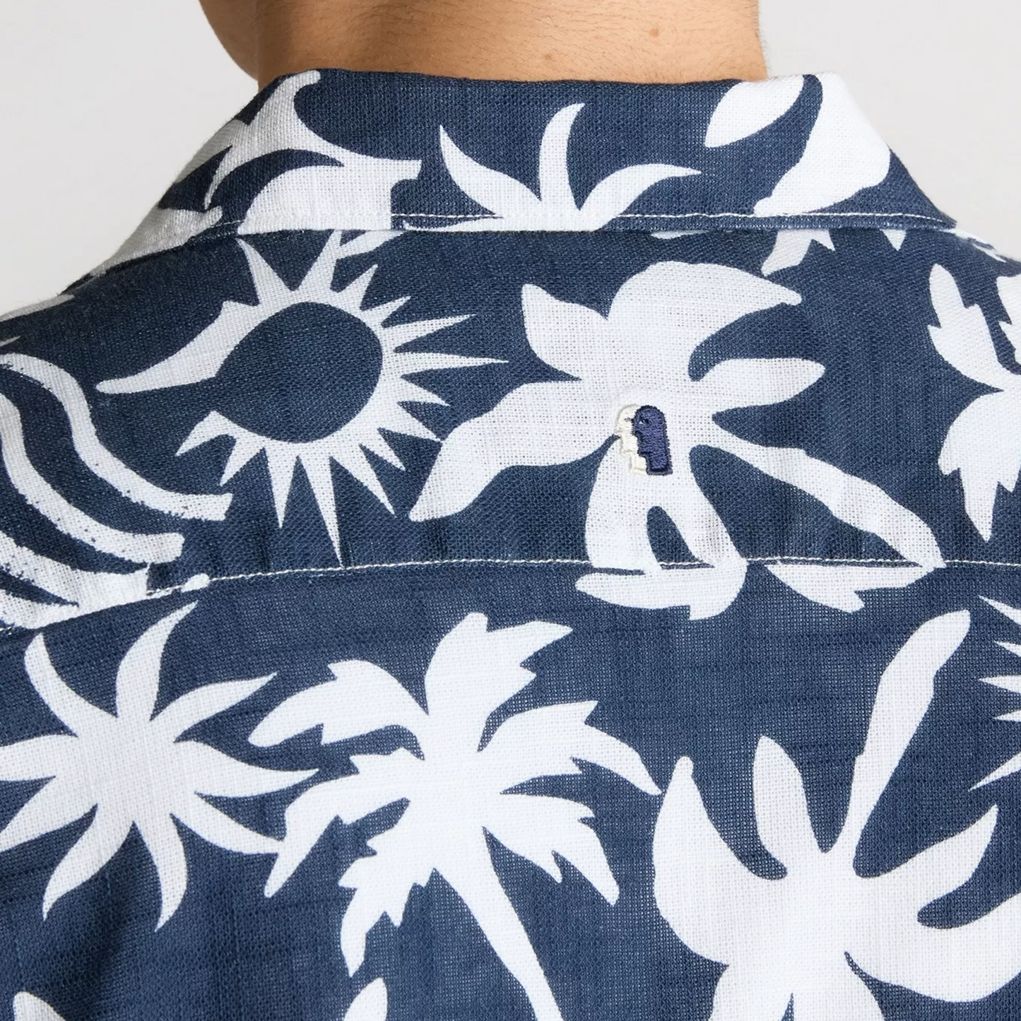 Remus Tapered Fit Floral Print Cotton Shirt - Navy