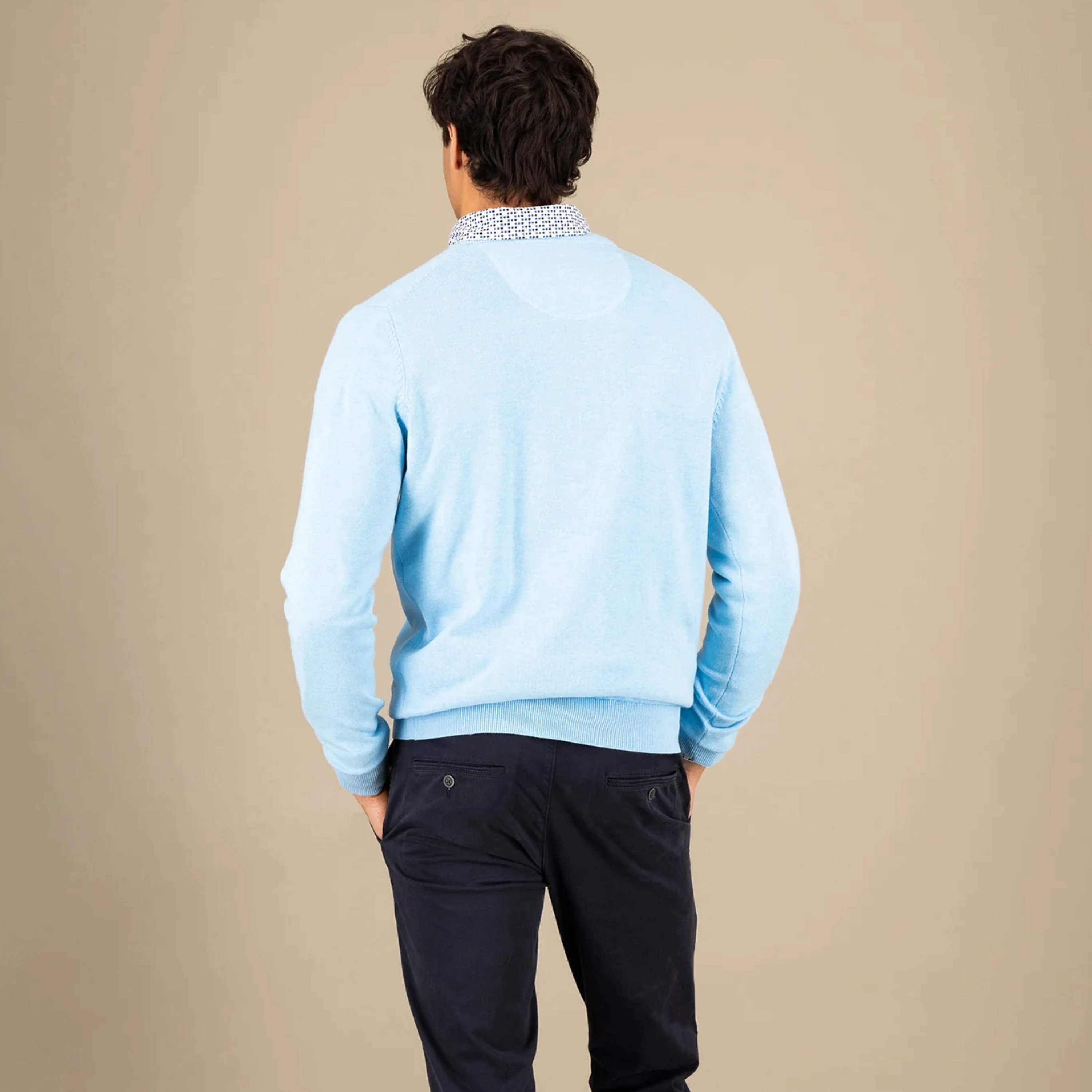 Fynch-Hatton Superfine Cotton Crew Jumper - Splashy Ocean