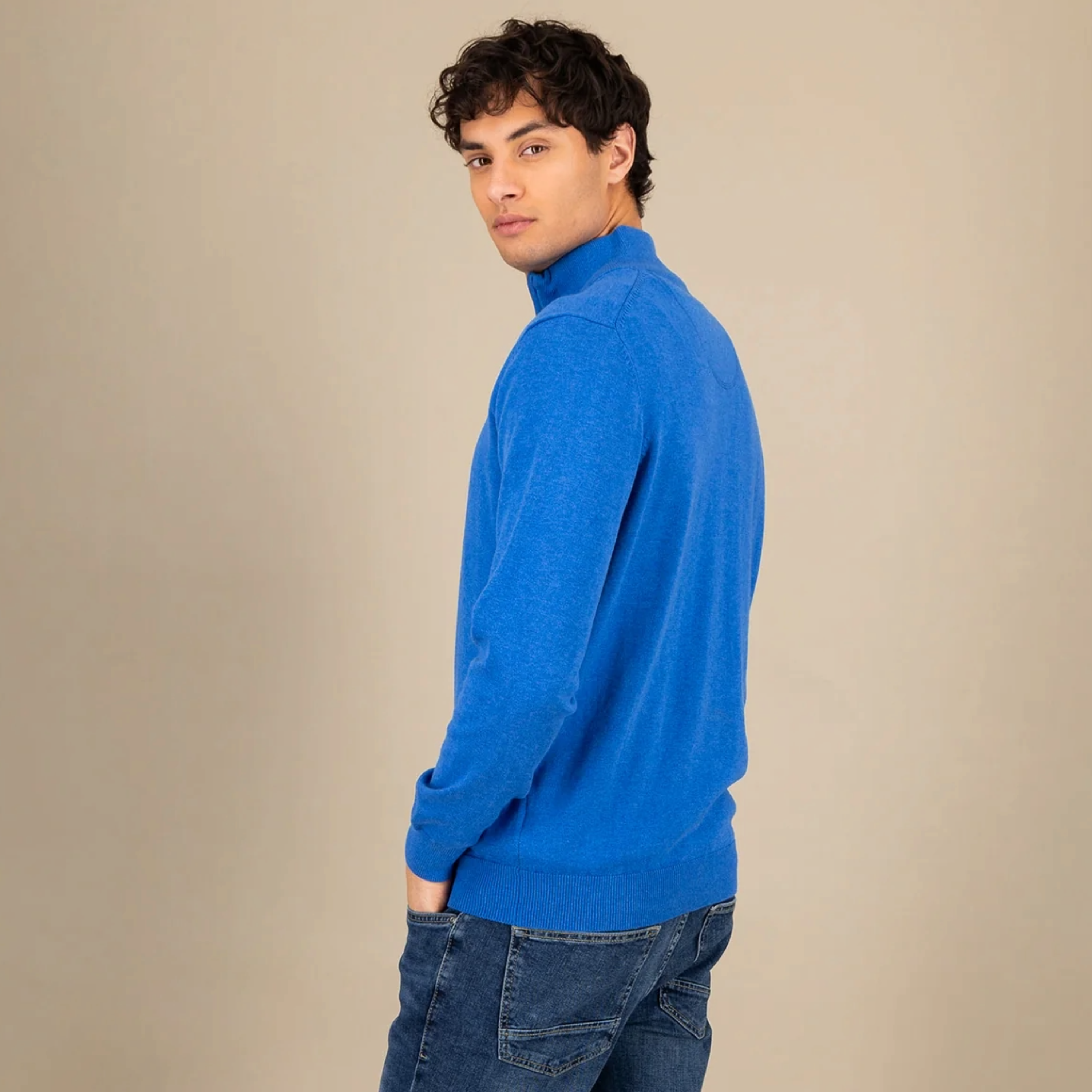 Fynch-Hatton Half Zip Jumper - Strong Blue