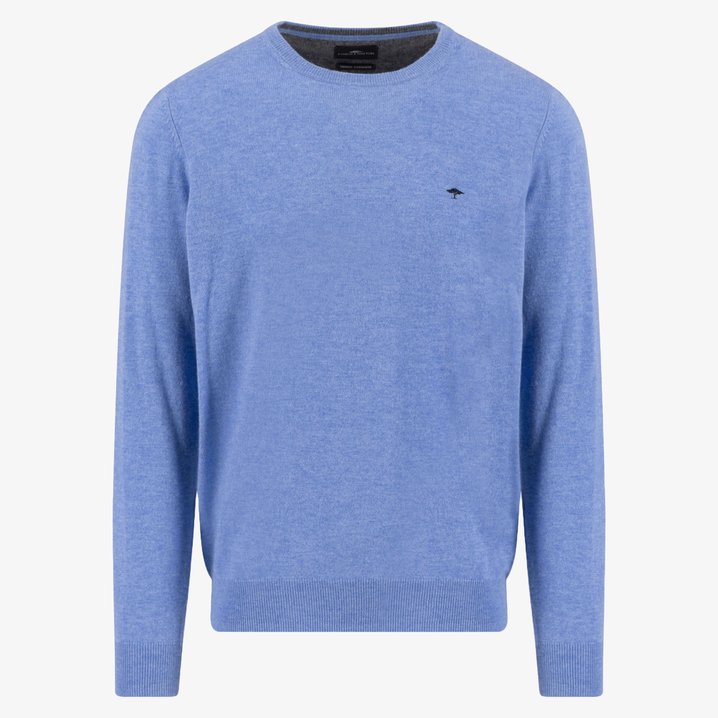 Fynch-Hatton Merino-Cashmere Crew Neck Jumper - Crystal Blue
