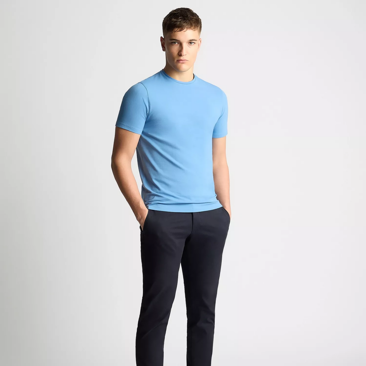 Remus Tapered Fit Cotton-Stretch T-Shirt - Sky Blue