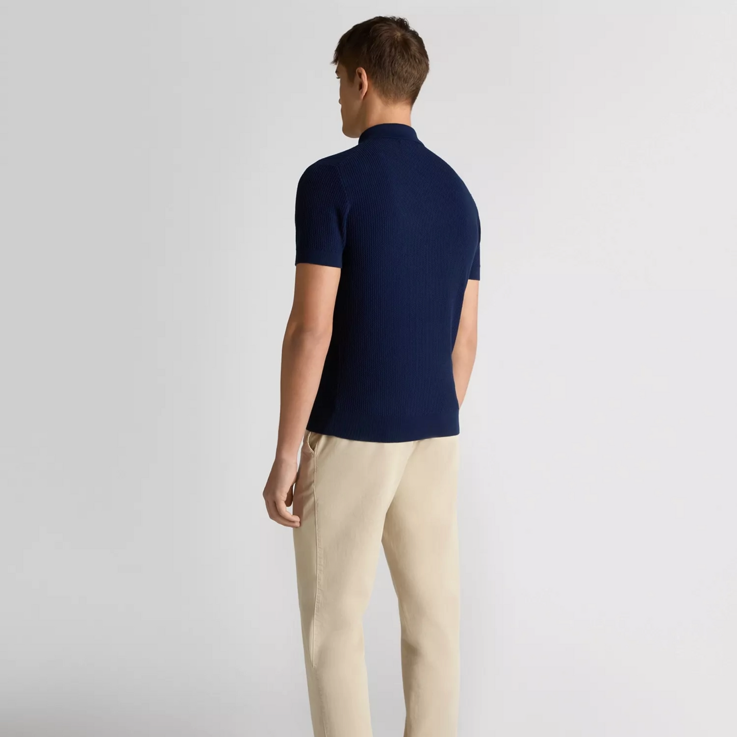 Remus Slim Fit Cotton Interest Fabric Polo Shirt - Dark Blue