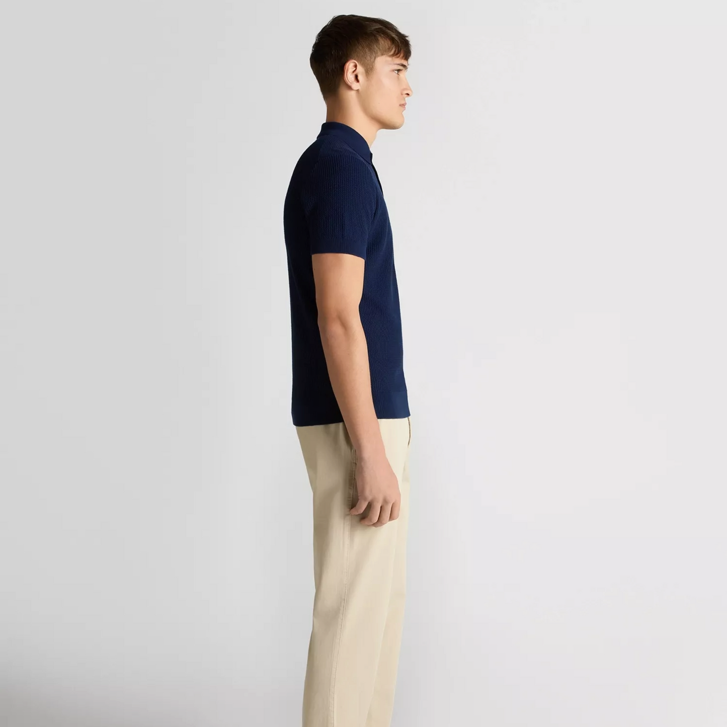 Remus Slim Fit Cotton Interest Fabric Polo Shirt - Dark Blue