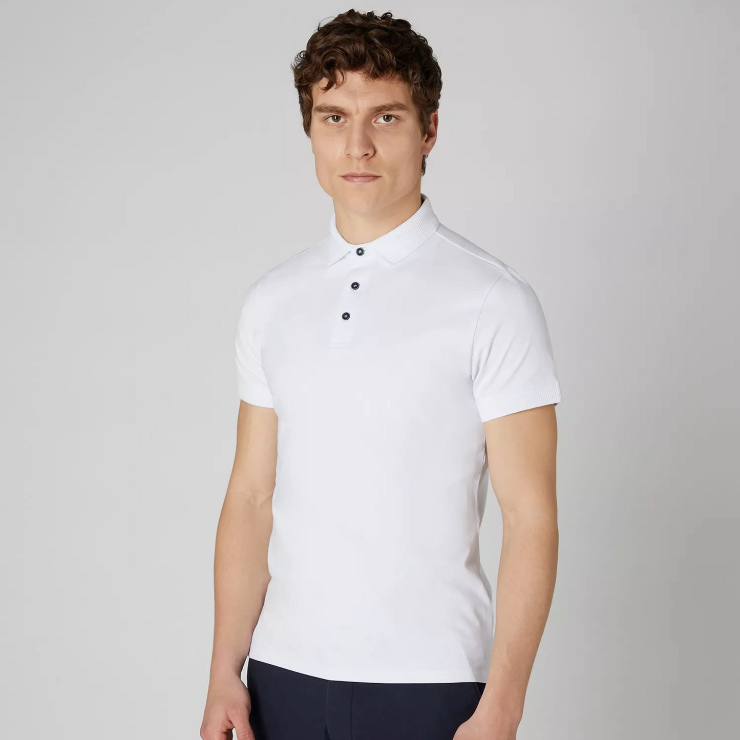 Remus Tapered Fit Cotton-Stretch Polo Shirt - White
