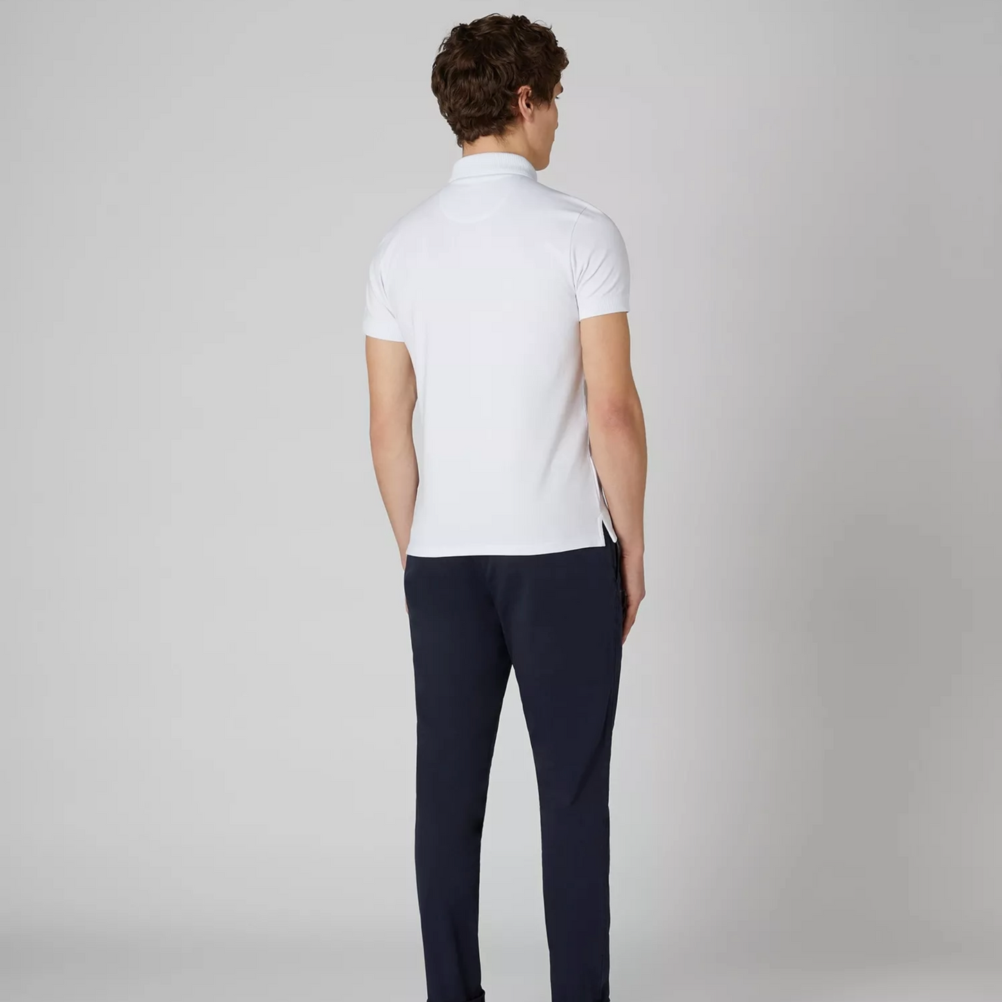 Remus Tapered Fit Cotton-Stretch Polo Shirt - White