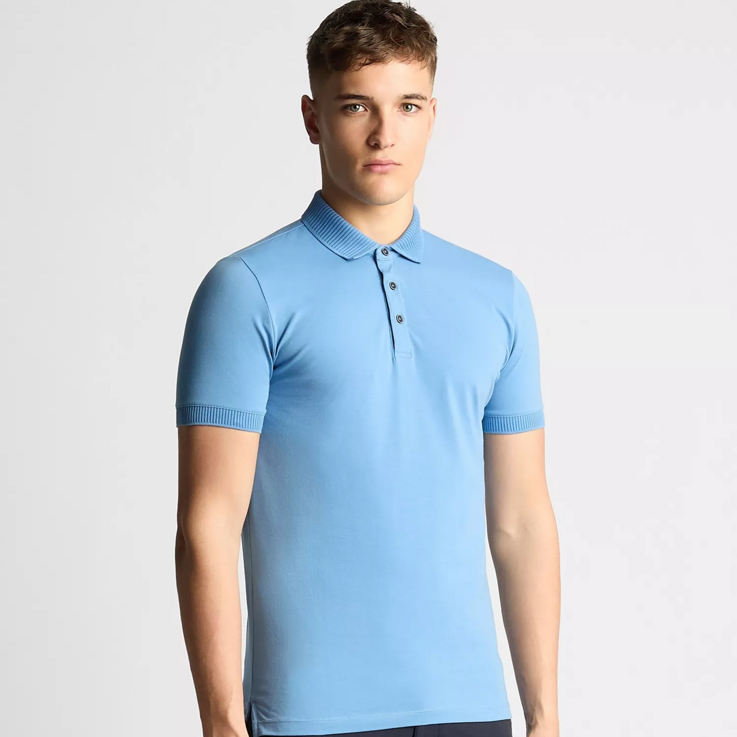 Remus Tapered Fit Cotton-Stretch Polo Shirt - Sky Blue