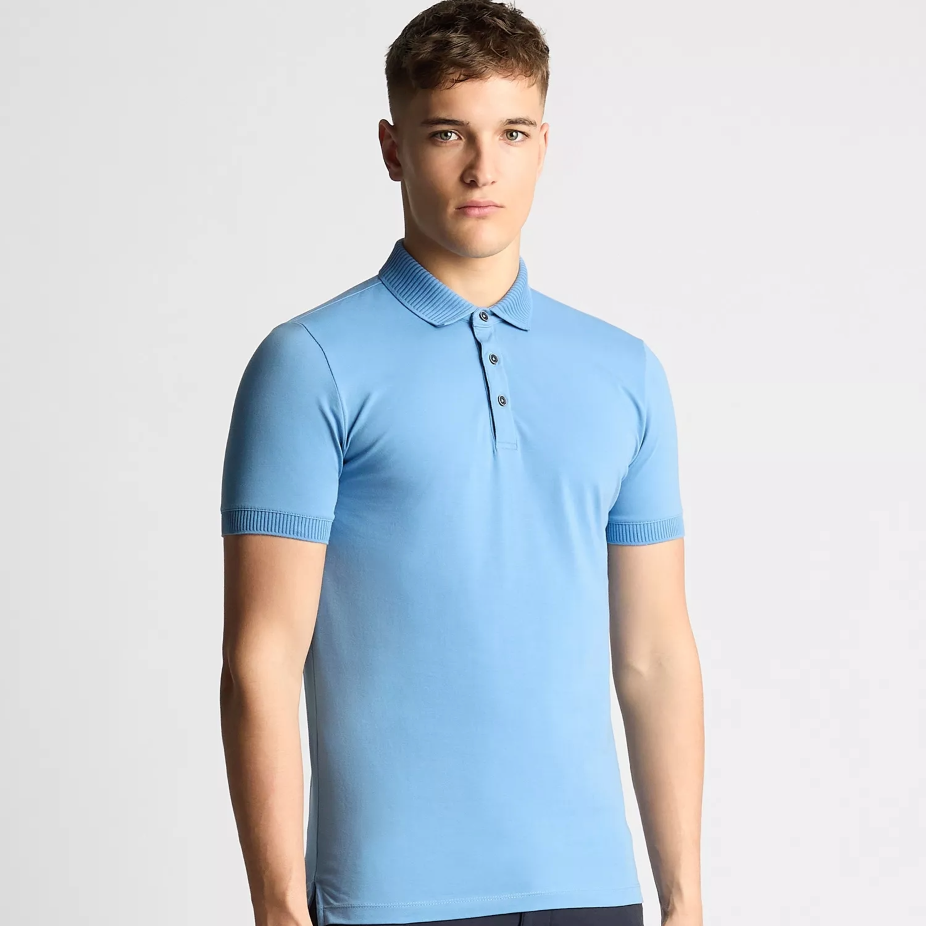 Remus Tapered Fit Cotton-Stretch Polo Shirt - Sky Blue