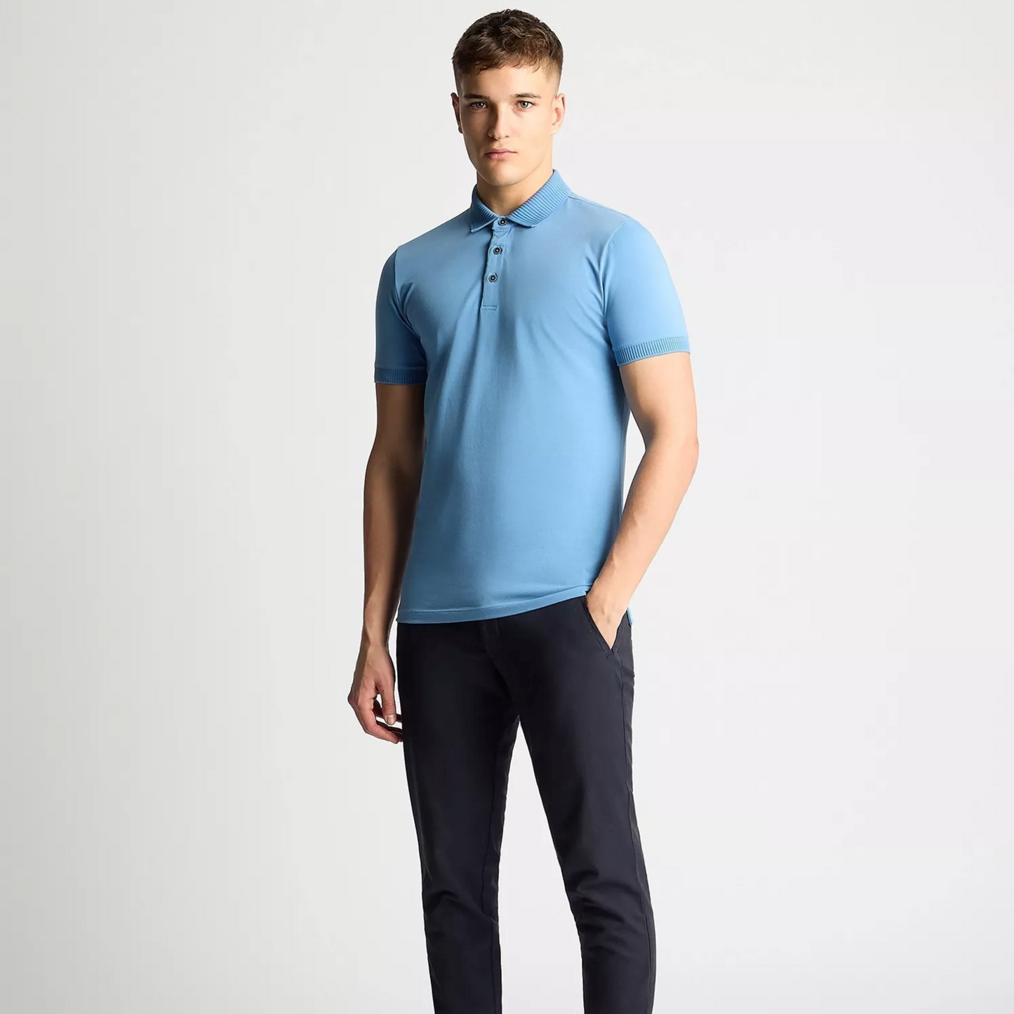 Remus Tapered Fit Cotton-Stretch Polo Shirt - Sky Blue