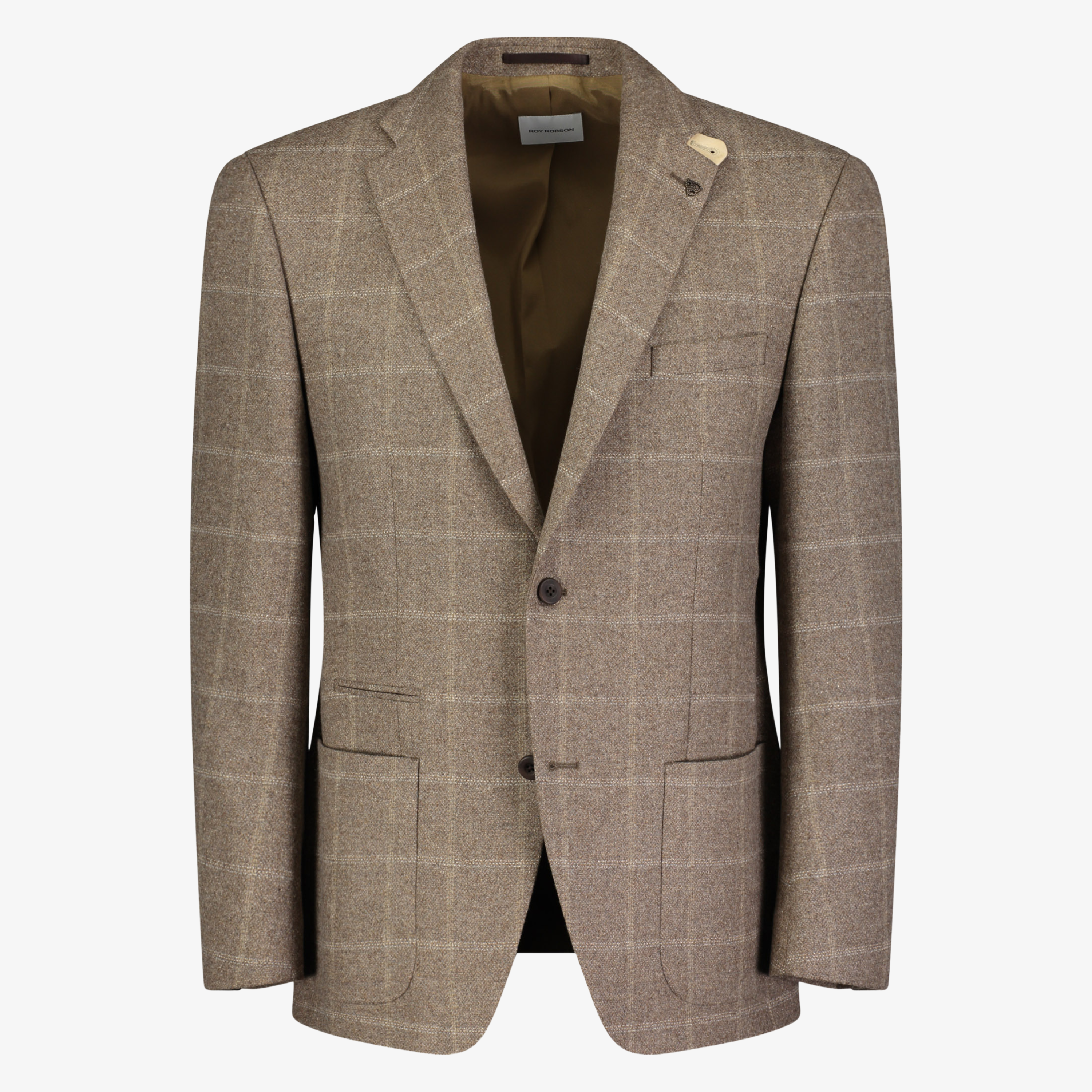 Roy Robson Regular Fit Wool Mix Check Jacket - Brown